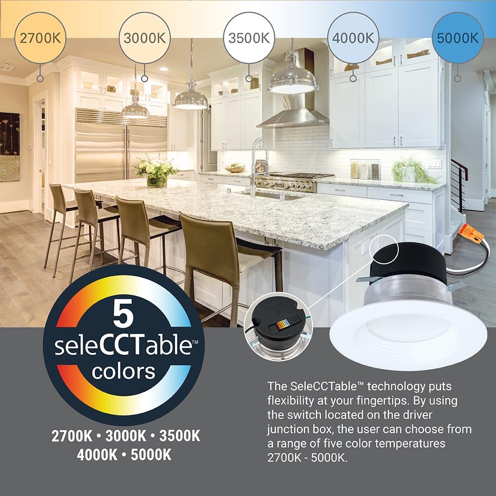 HALO LT 4 in. LED Recessed Light Retrofit with Baffle Trim, Selectable 5CCT, IC Rated, Dimmable, White, 6-Pack