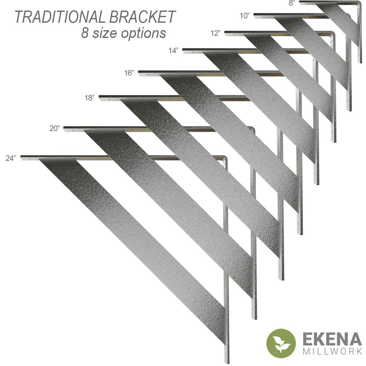 Ekena Millwork 2"W x 14"D x 14"H Traditional Steel Bracket, Unfinished