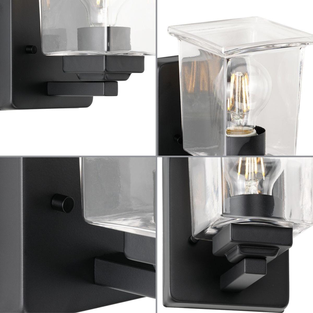 Progress Lighting Gilmour 1-Light Wall Sconce, Matte Black, Clear Glass Shade