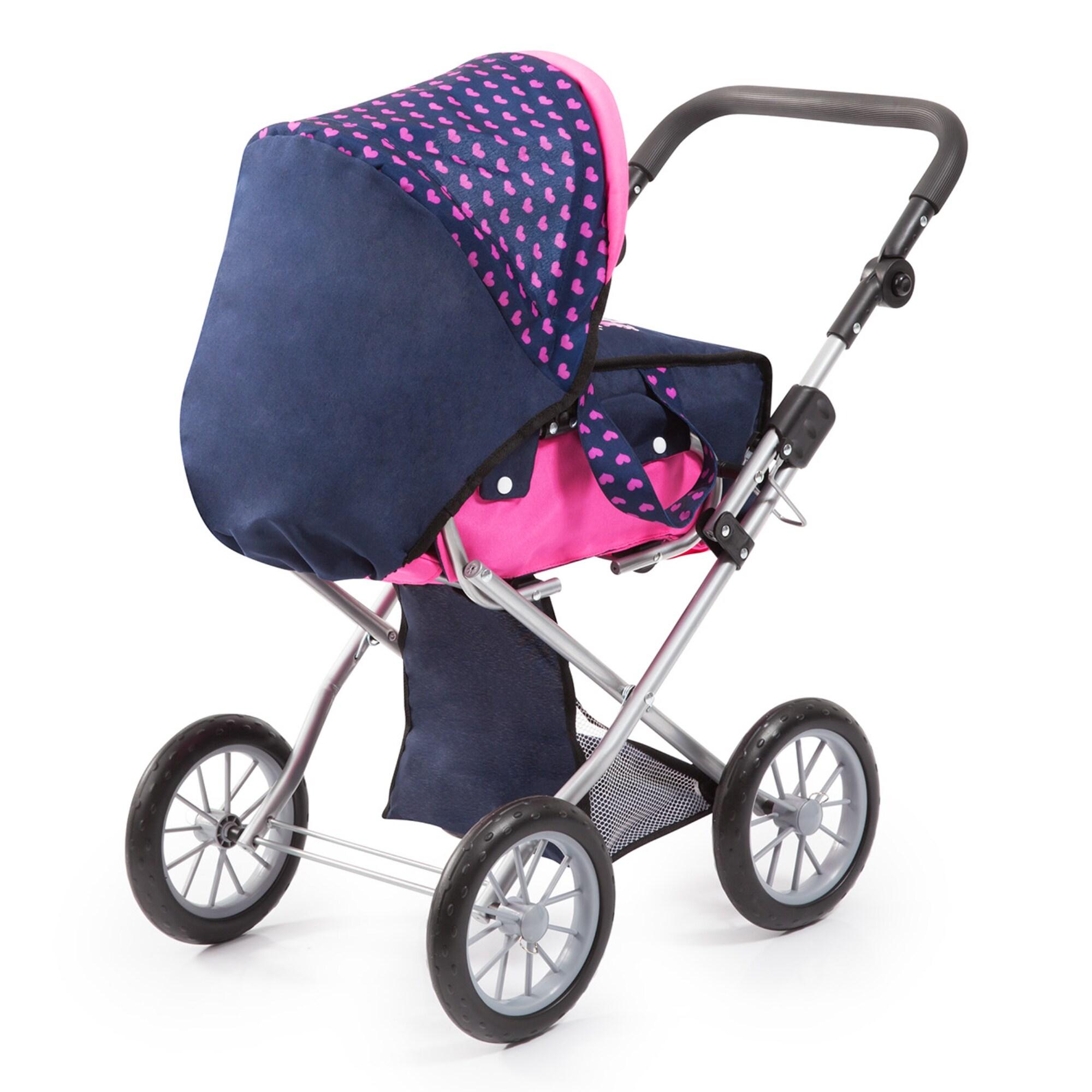 Bayer Design Baby Doll City Star Pram in Polka Dots, Blue/Pink