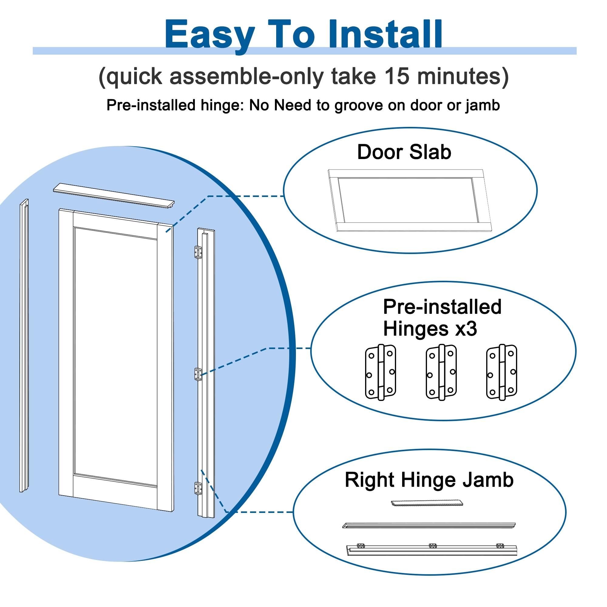 EightDoors 80-in Frosted Glass 1-Lite Wood Painted French Doors