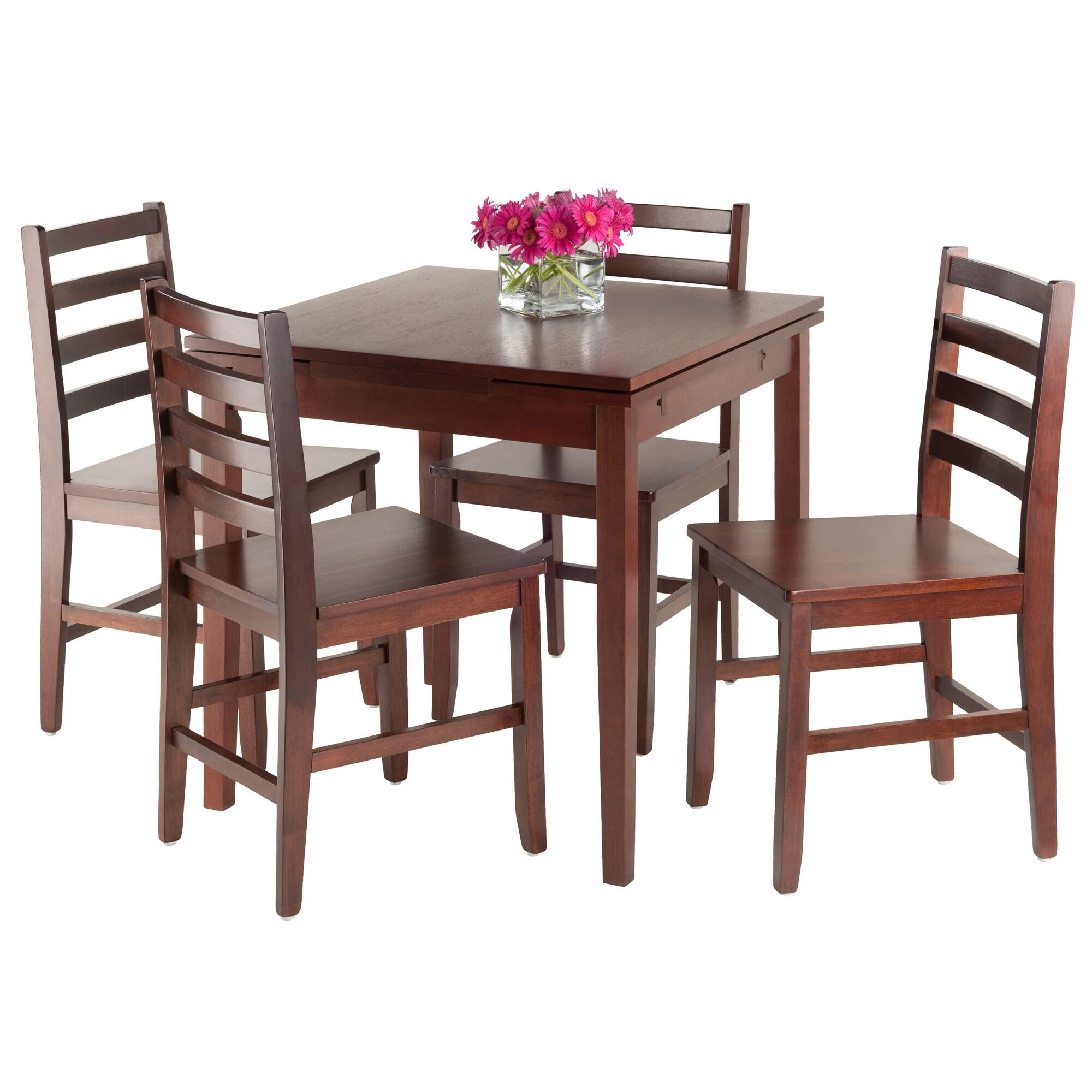 Winsome Wood Kingsgate 5-Pc Dining Set, Table & 4 Ladder Back Chairs, Walnut Finish