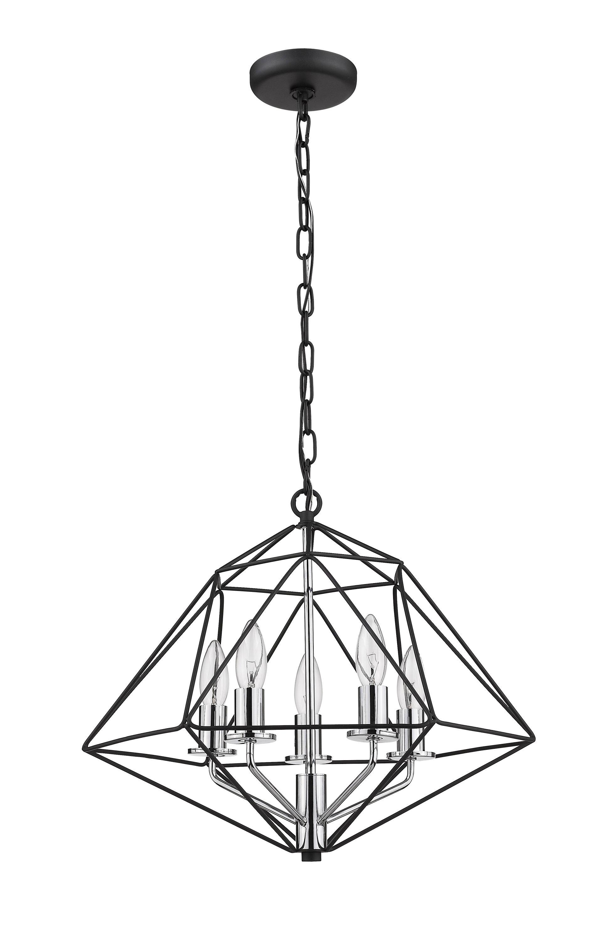Z-Lite Geo 5 - Light Chandelier in  Matte Black/Chrome