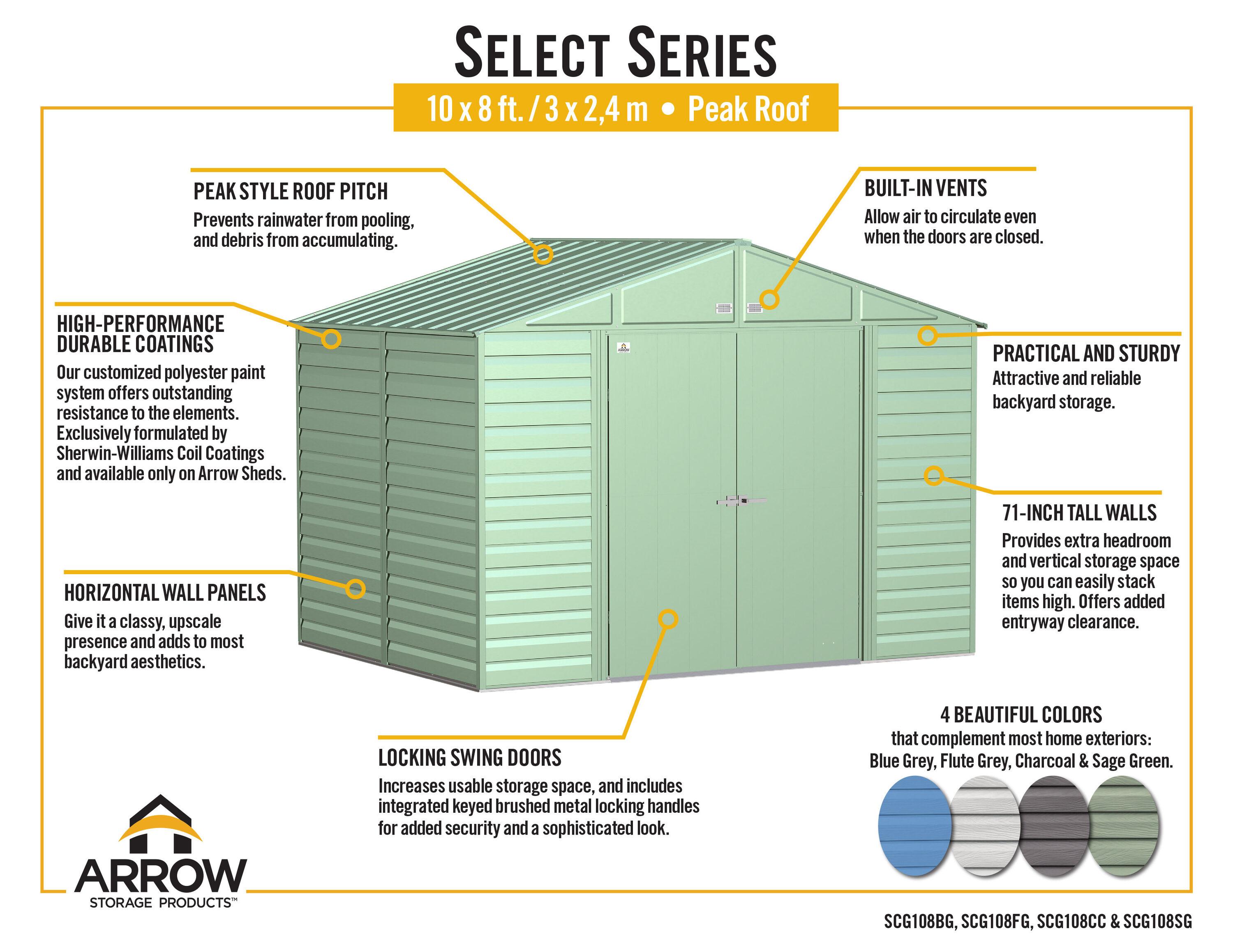 Arrow Arrow Select Steel Storage Shed Steel Storage Shed