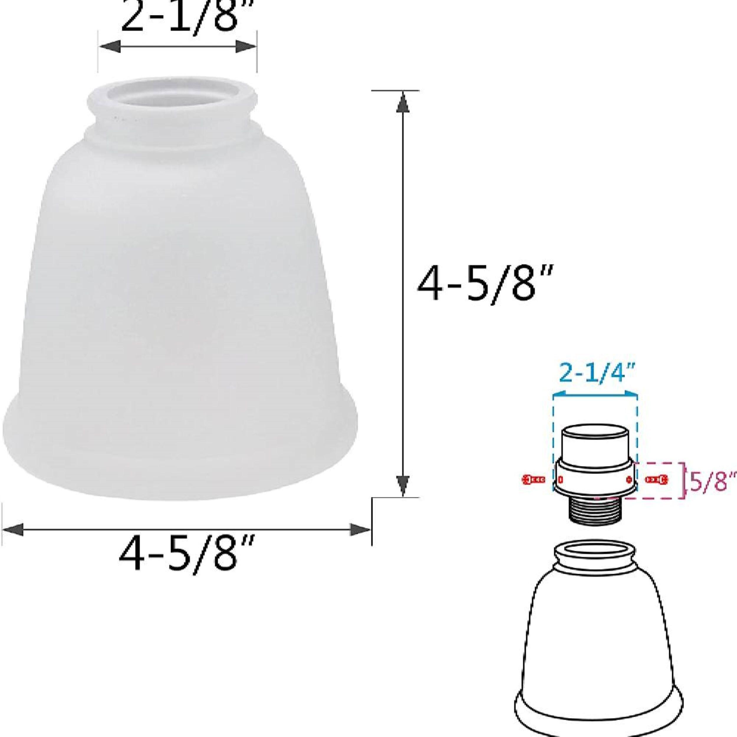 Aspen Creative 23045-4 Transitional Style Bell Shaped Frosted Replacement Glass Shade, 2-1/4" Fitter Size, 4-5/8" high x 4-5/8" diameter, 4 Pack