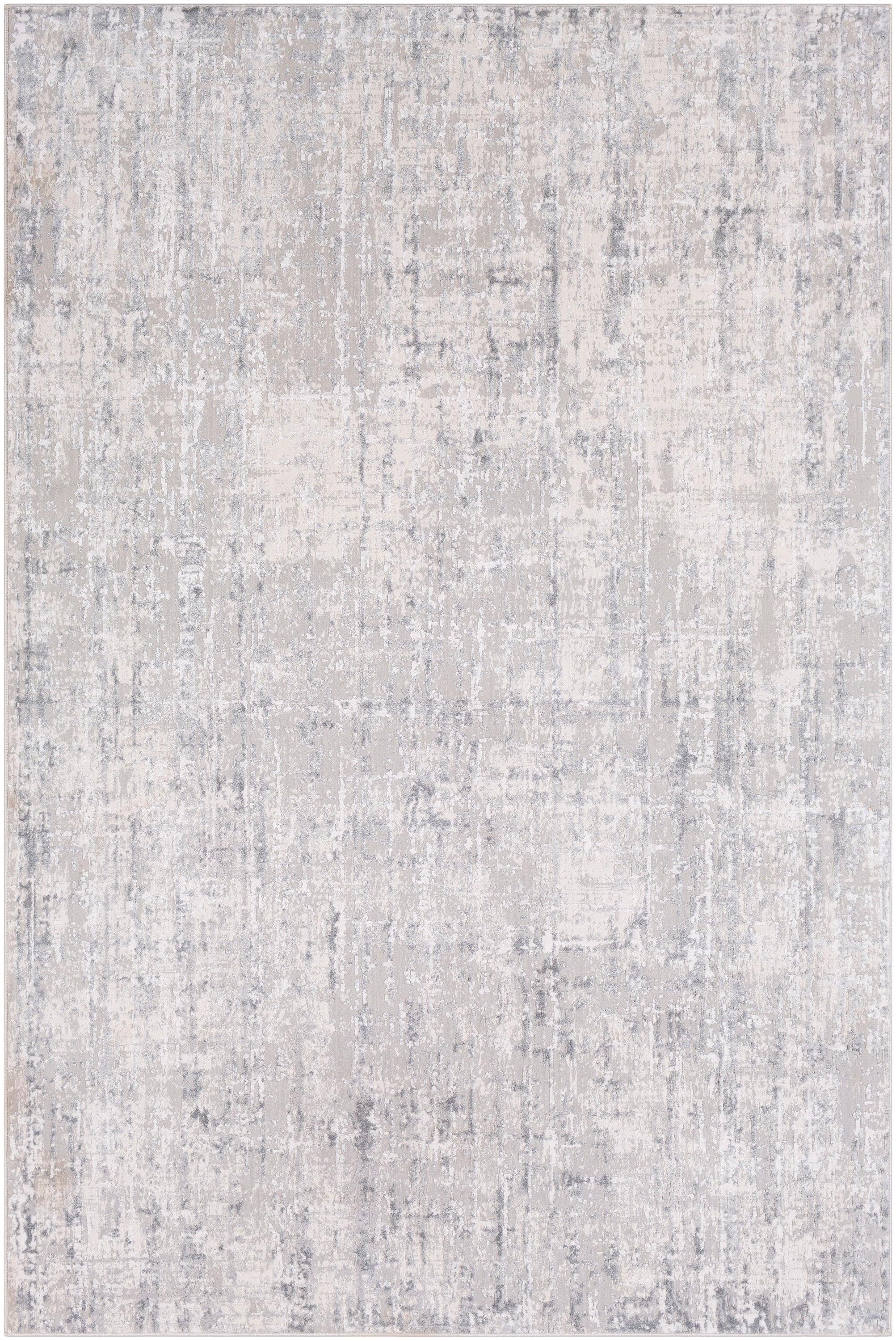 Reversible Rectangular 5' x 7' Gray and White Wool-Blend Rug
