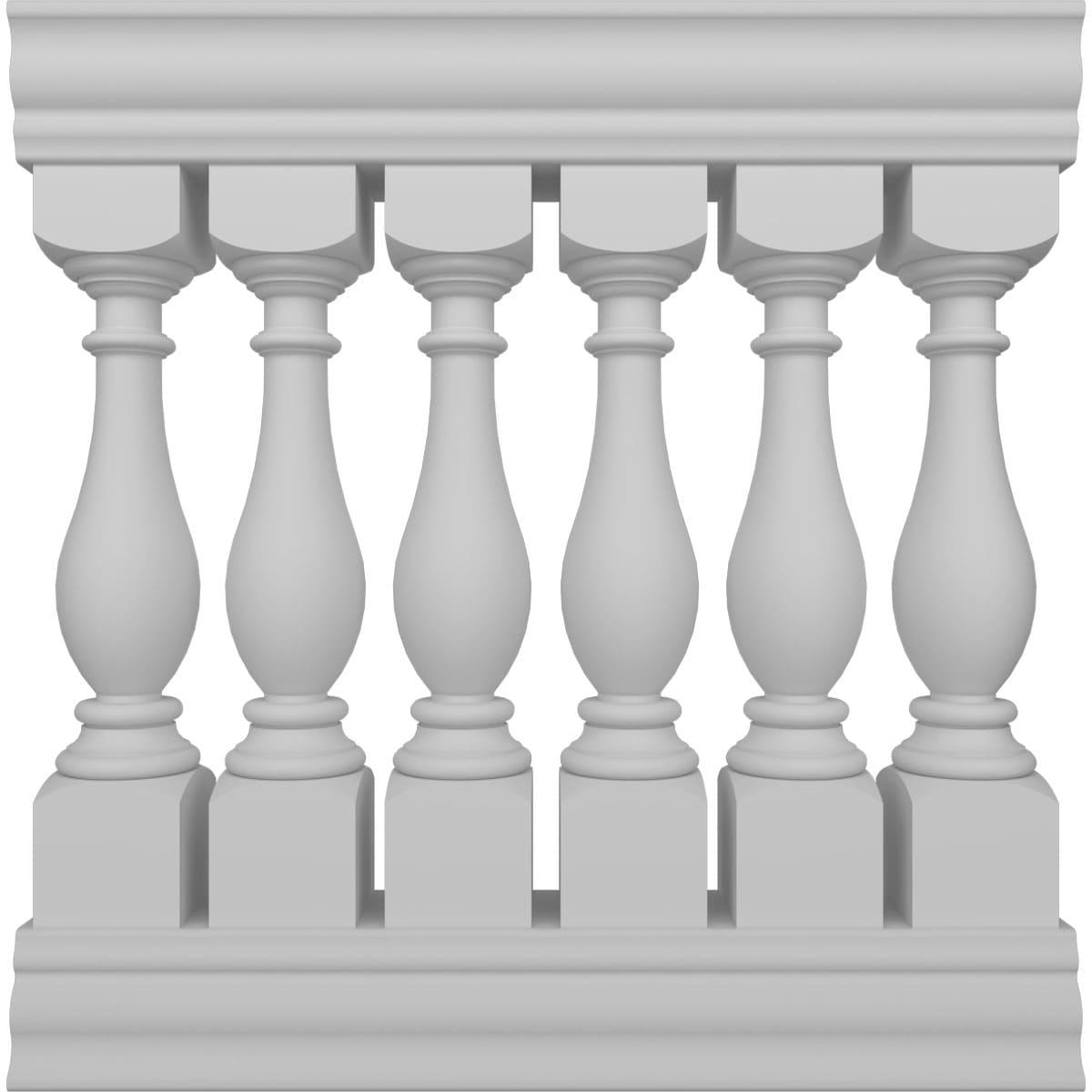 Ekena Millwork 40"H x 3'L Fiberthane Legacy Unassembled Balustrade Railing Kit, Style D (6 1/4" On-Center Spacing to Pass 4" Sphere Code)