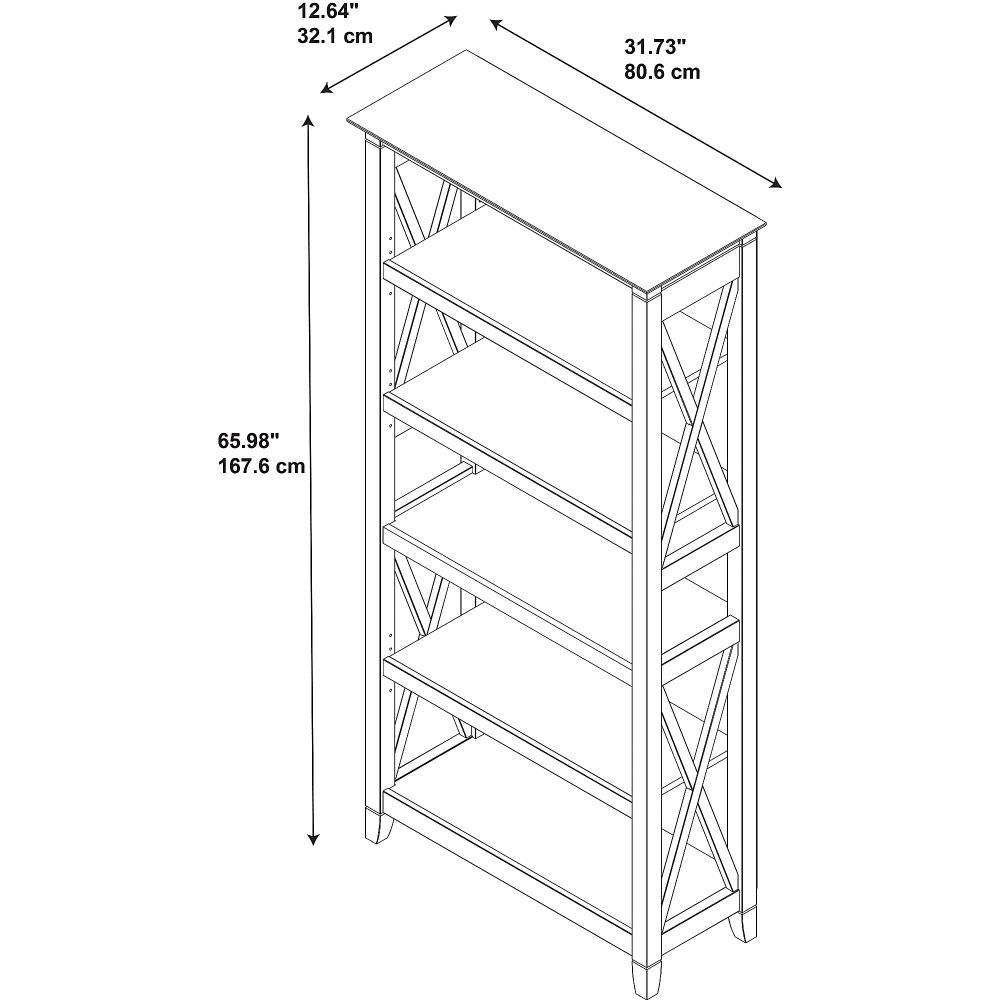 65.98" 5 Shelf Key West Bookshelf Pure White Oak - Bush Furniture: Wall Attachment, MDF Laminate