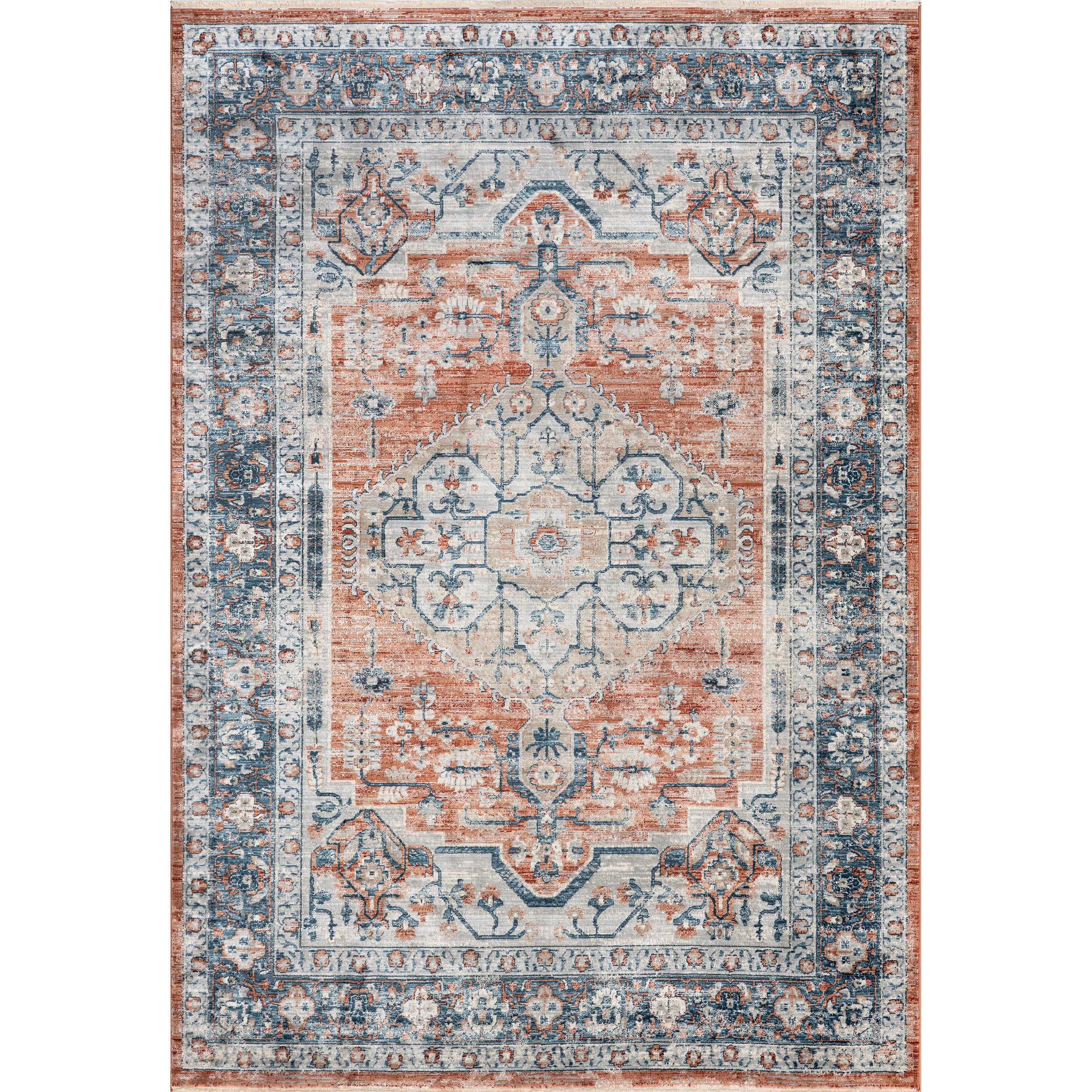 Nuloom Zara Medallion 3x5 Accent Indoor Area Rug for Living Room Bedroom Dining Room Entryway Kitchen, Rust/Blue