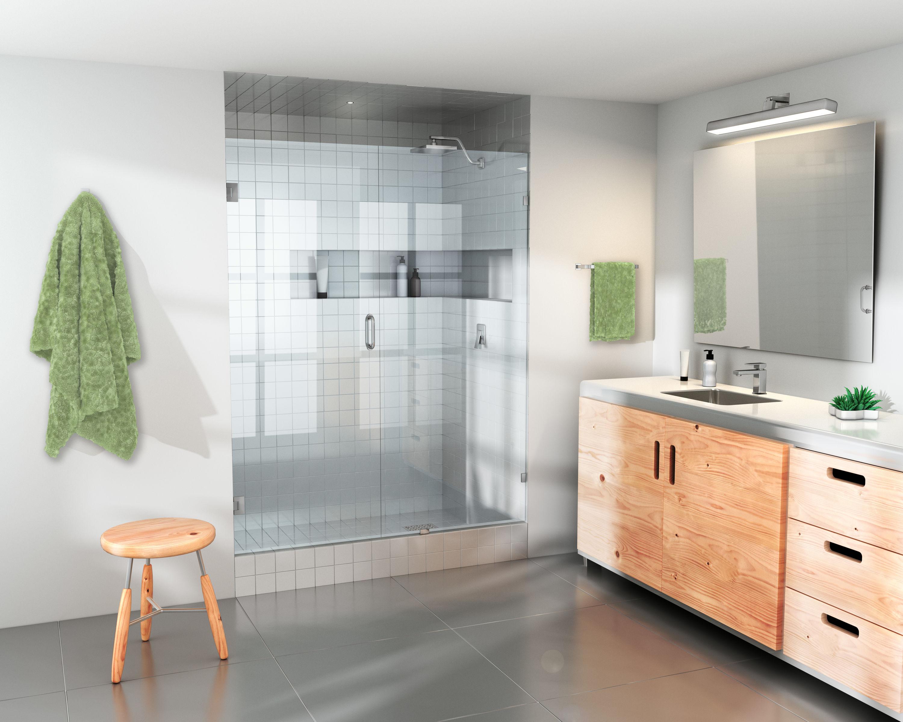 58 in. x 78 in. Fully Frameless Wall Hinge Shower Door