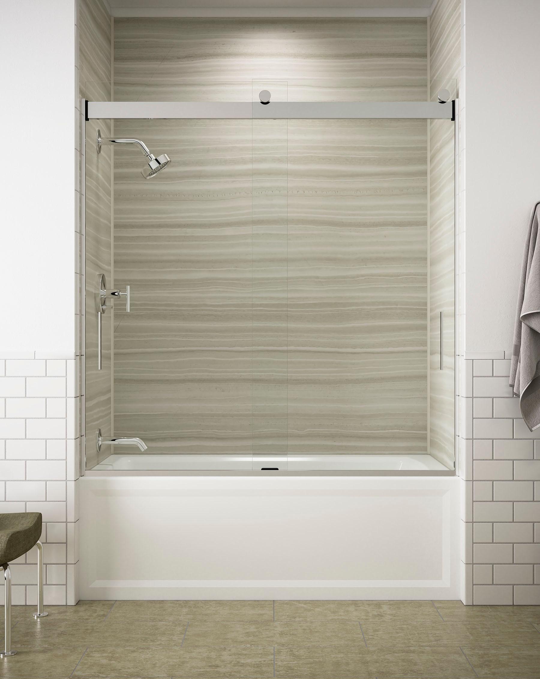 Levity 59.62" x 62" Bypass Bath Door with CleanCoat® Technology