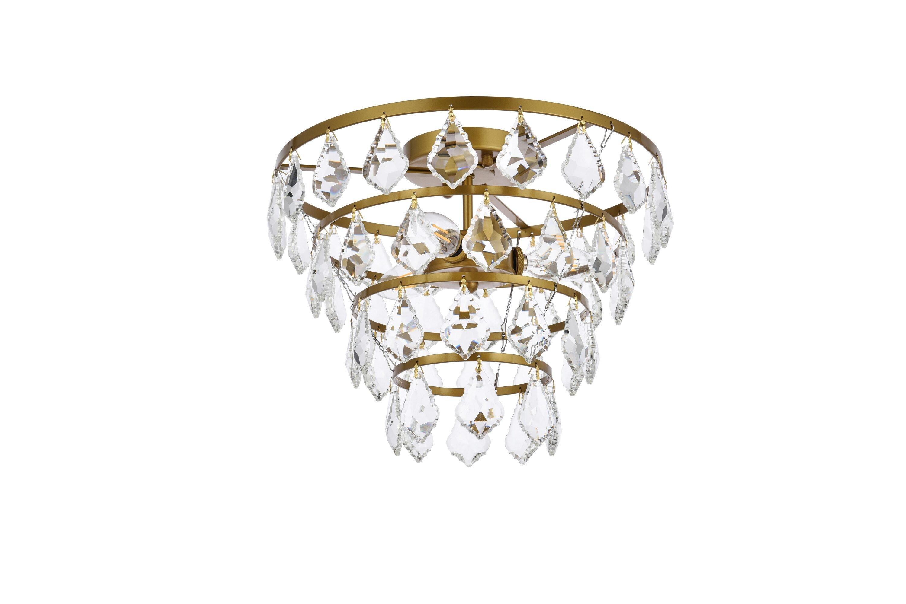 Elegant Lighting Ella 14 inch flush mount in brass