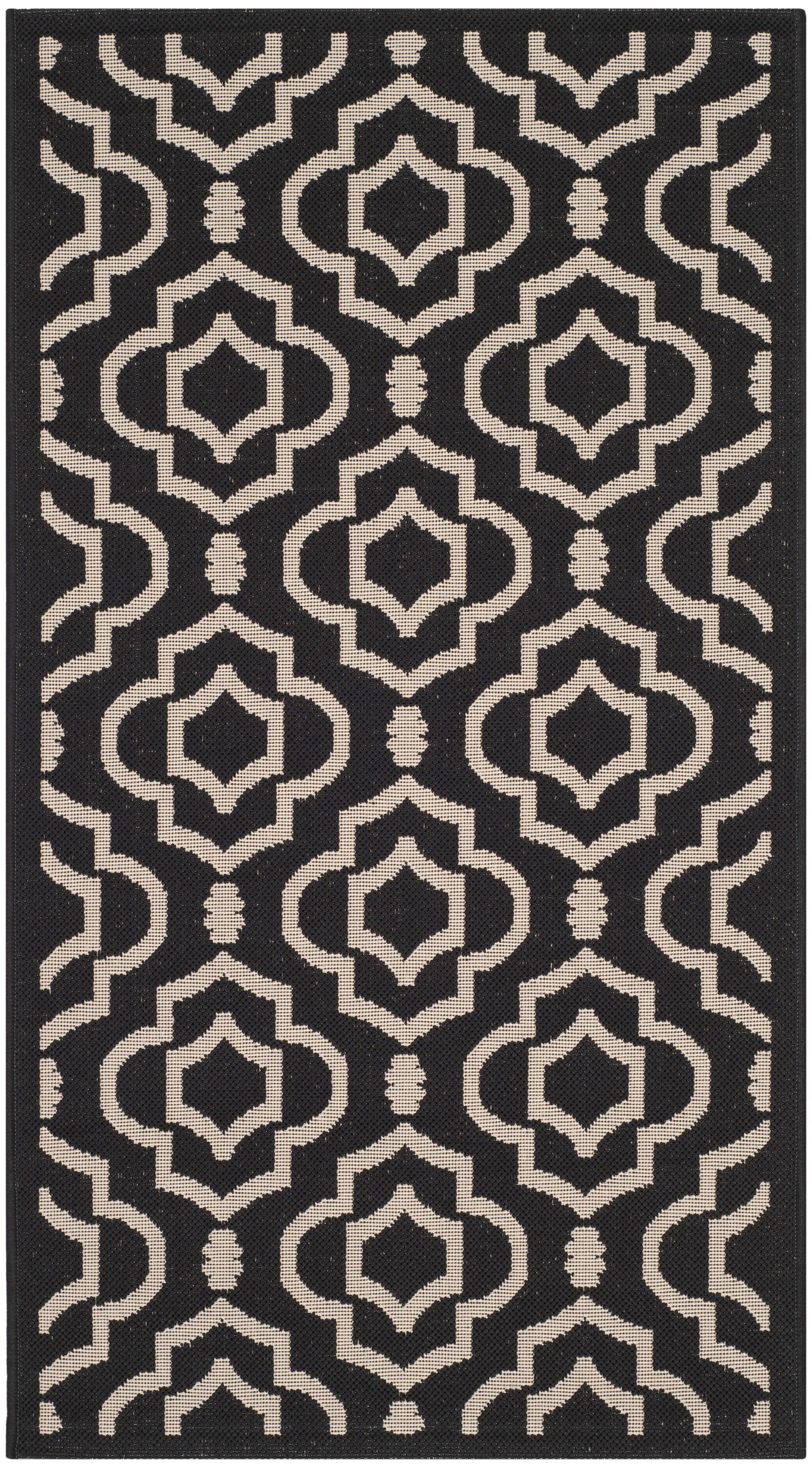 Safavieh Courtyard Alexa Geometric Indoor/Outdoor Area Rug, 2'7" x 5', Black/Beige