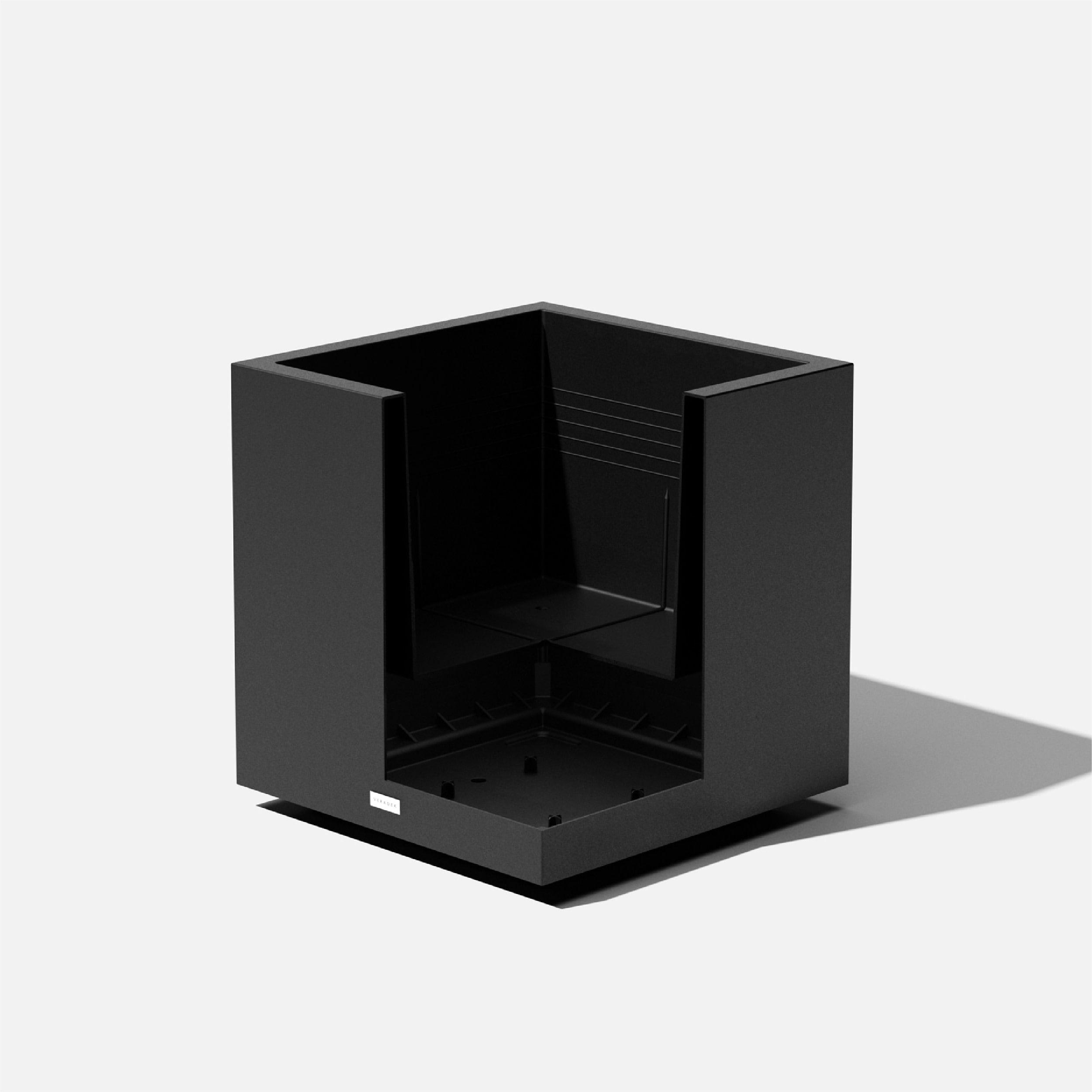Veradek Block Series Cube Medium 22" Plastic Planter - Black