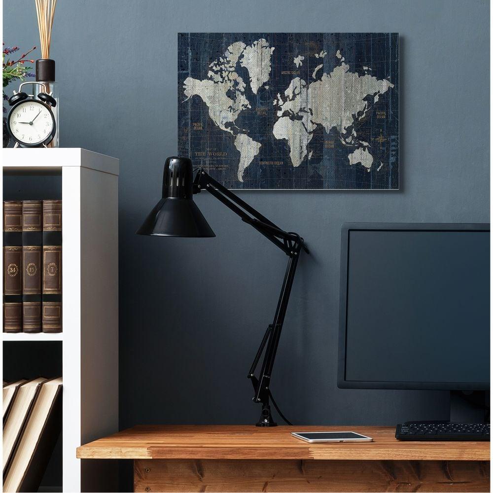 Stupell Industries Distressed Antique World Map Rustic Aesthetic by Wild Apple Portfolio - Graphic Art Print on Canvas