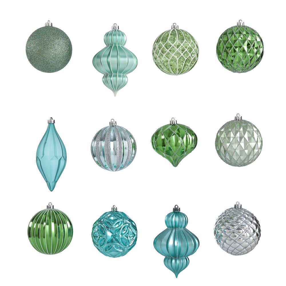 Nearly Natural Holiday Lux Shatterproof, 12 Count Christmas Tree Ornament Set