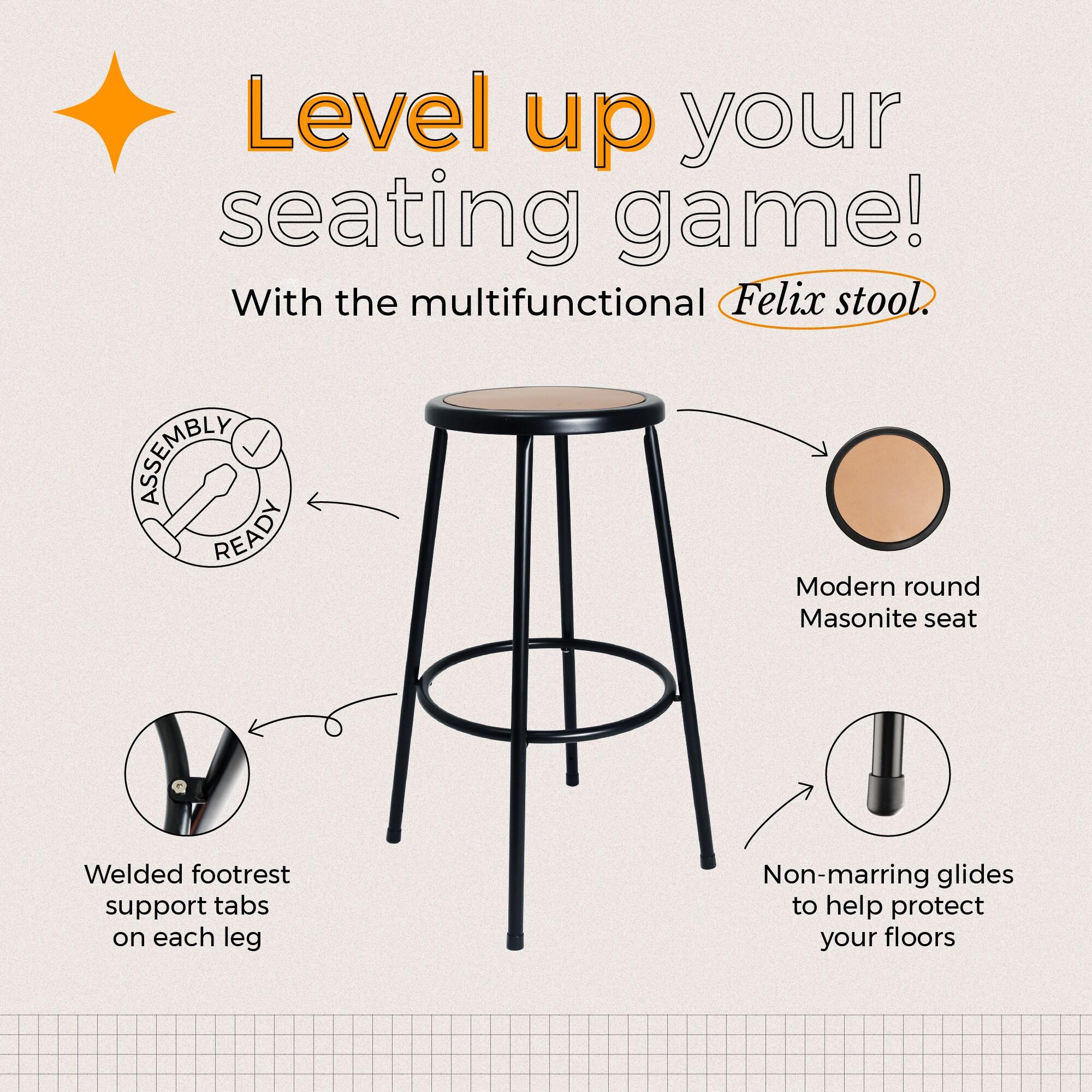 Hampden Furnishings Felix Steel Stool, Assembly Ready