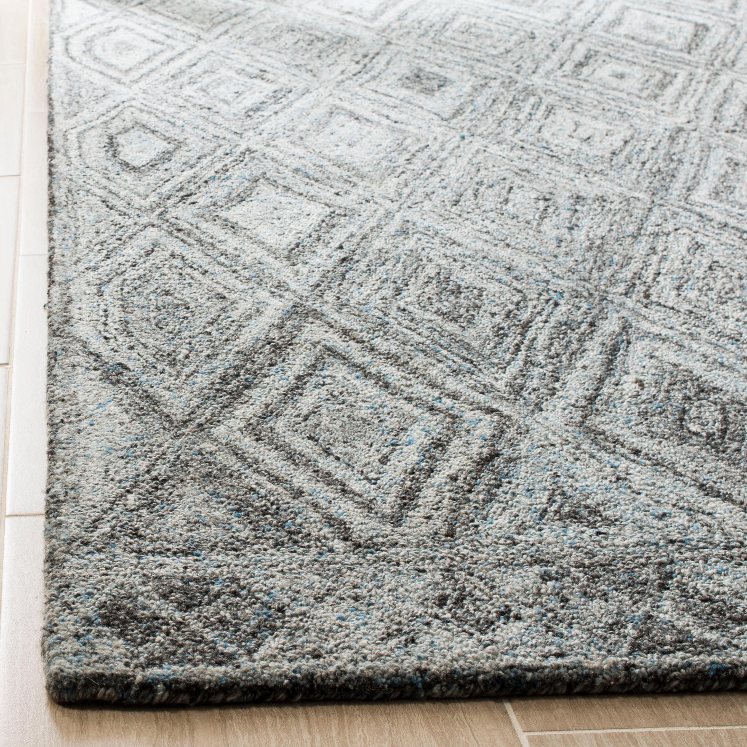 Abstract ABT618 Handmade Indoor Area Rug - Blue/Black - 8'x10' - Safavieh