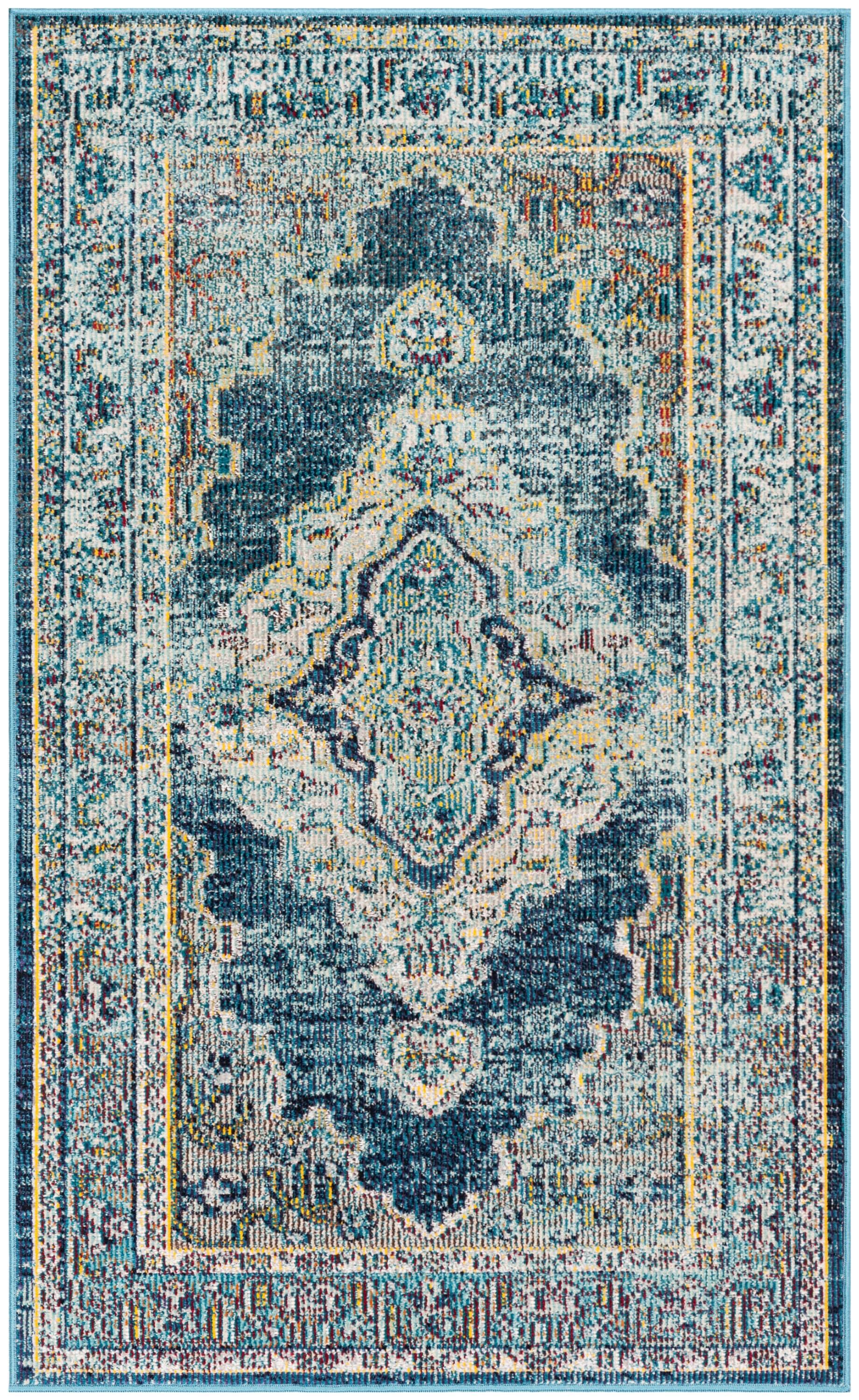 Crystal CRS500 Power Loomed Accent Rug - Blue/Yellow - 3'x5' - Safavieh.