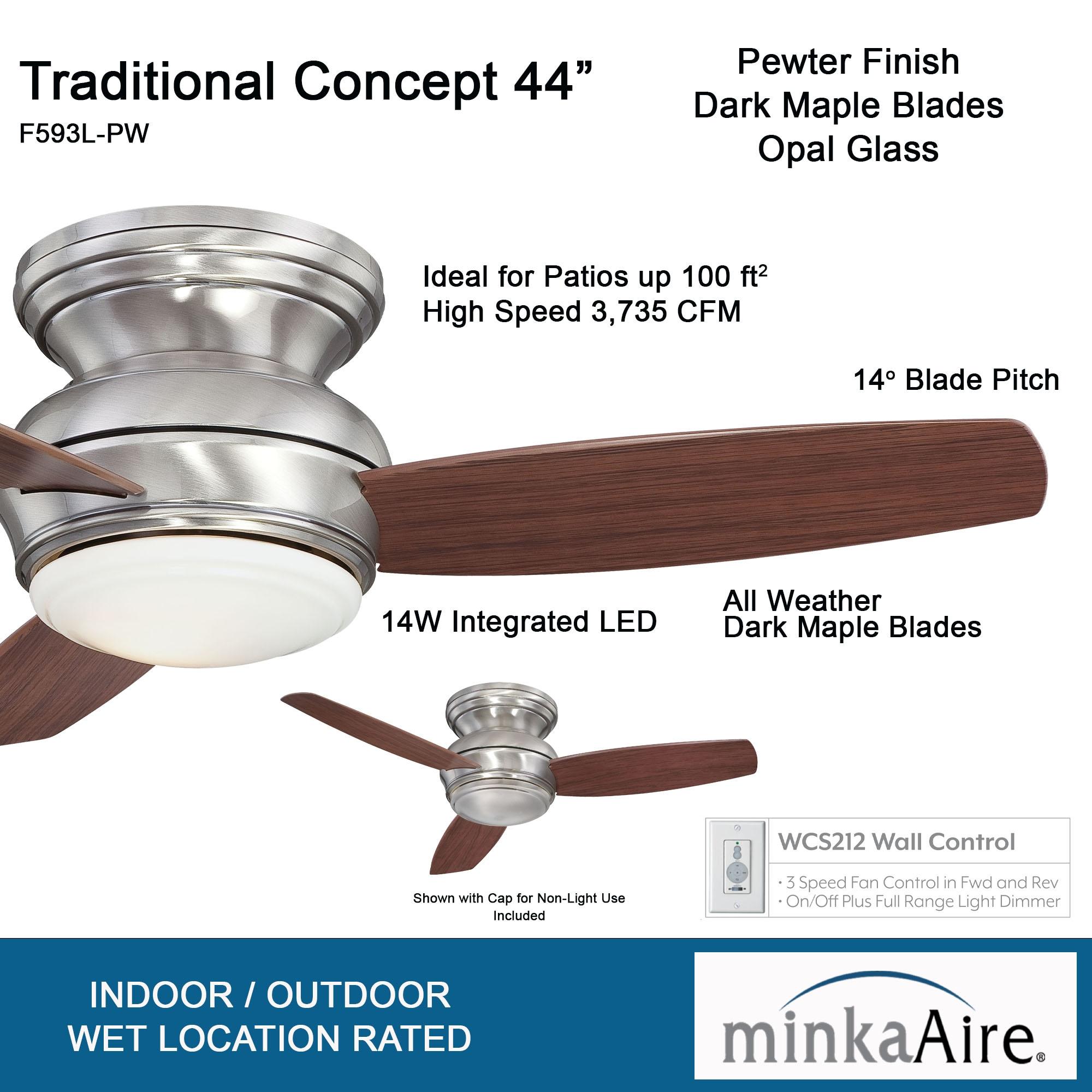 Minka Aire 44" Concept II 3 - Blade Outdoor LED Propeller Ceiling Fan with Wall Control and Light Kit Included