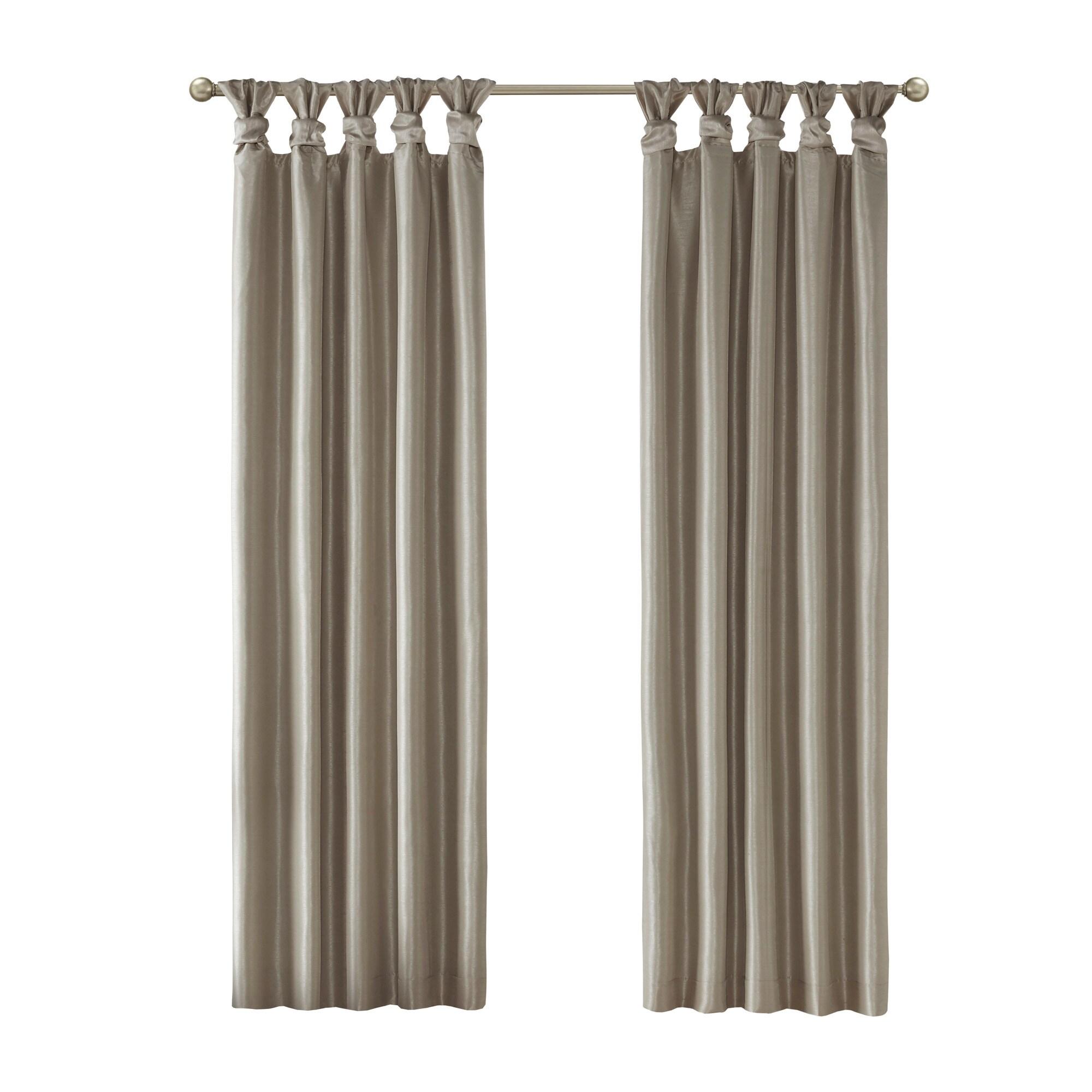 Emilia Faux Silk Twist Tab Total Blackout Window Curtain Panel