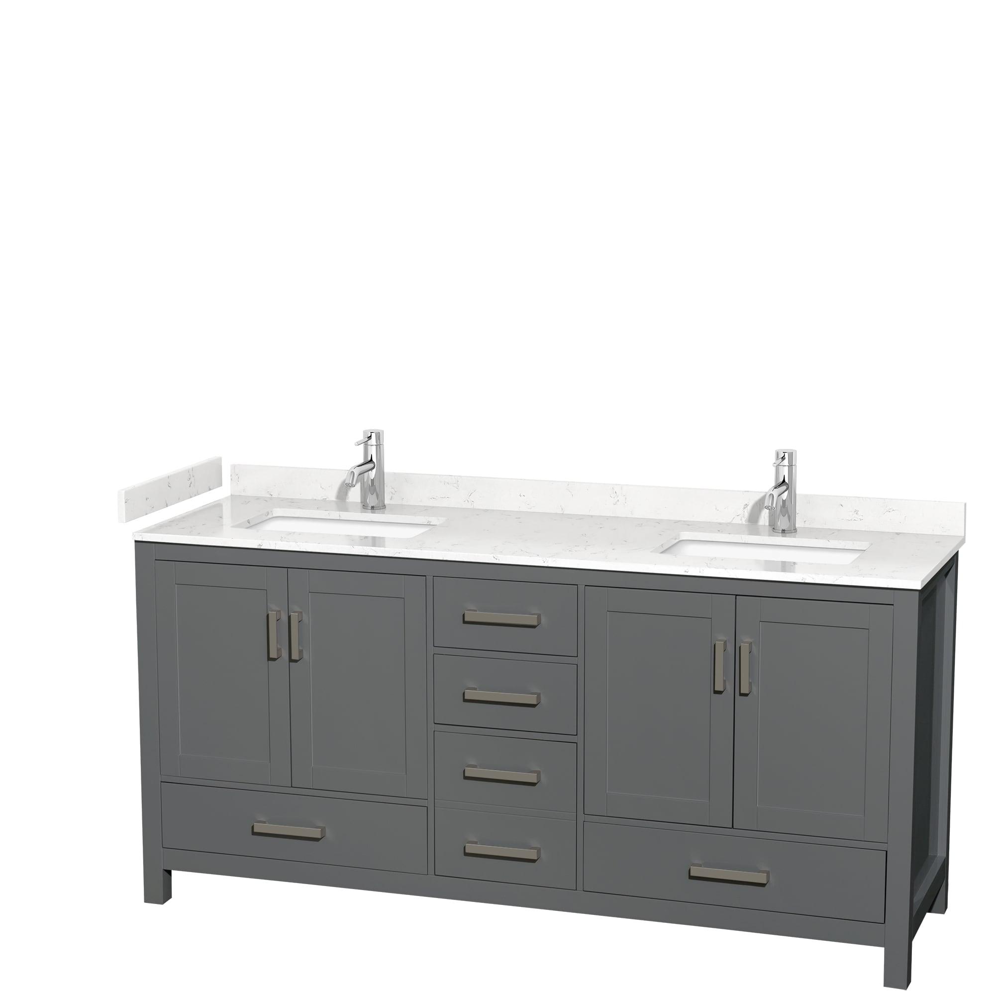 Wyndham Collection Sheffield 72" Freestanding Double Bathroom Vanity with Cultured Marble Top & Reviews | Wayfair