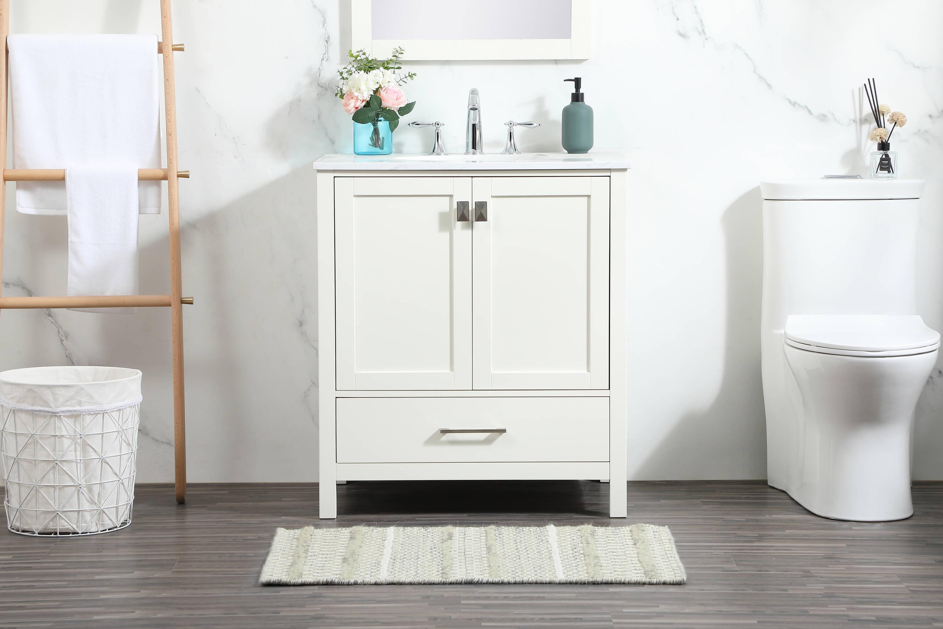 Elegant Decor Irene 30" Zinc Alloy MDF Single Bathroom Vanity in White