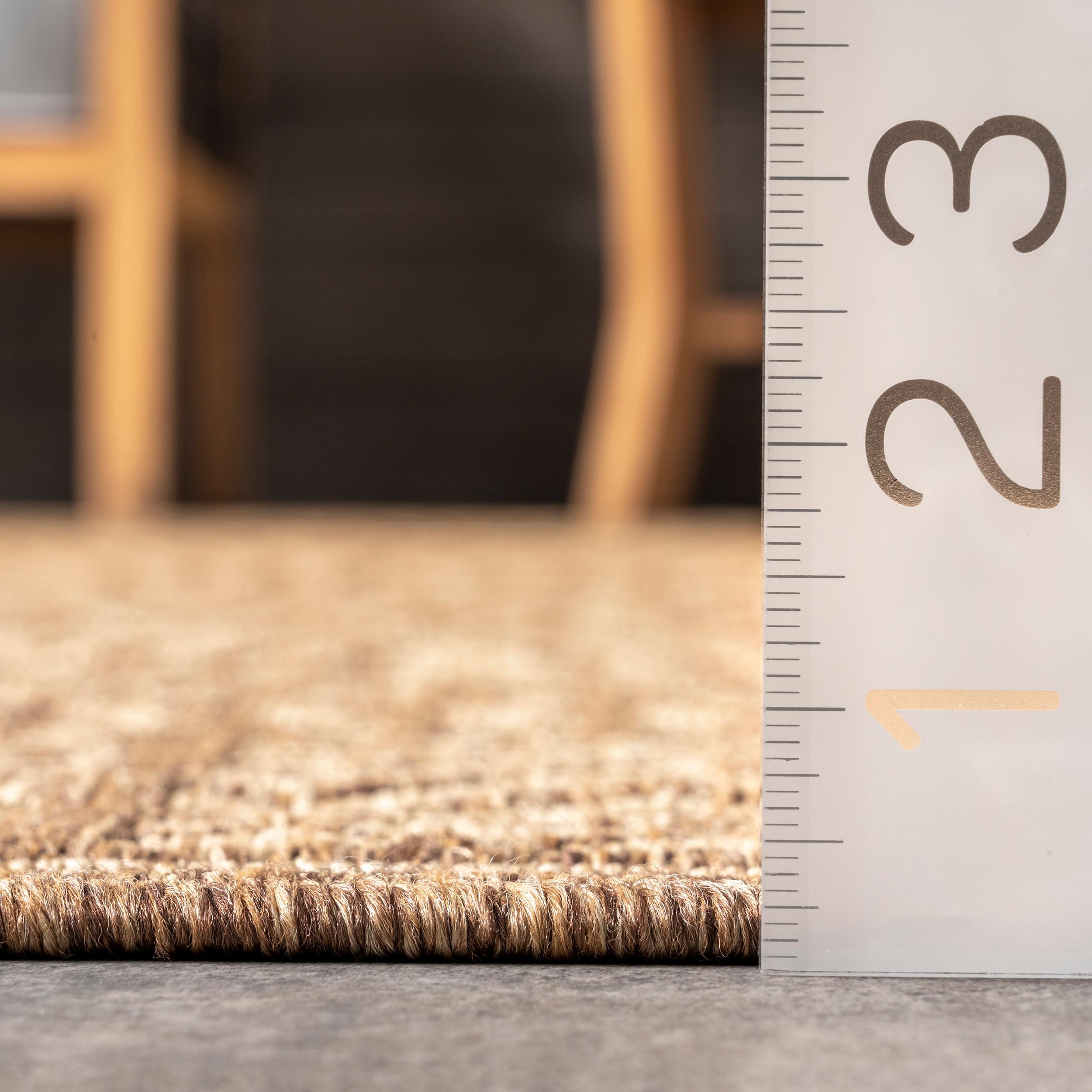 6'7"x9' Abbey Geometric Striped Indoor and Outdoor Area Rug Beige - nuLOOM: Low Pile, Machine Made, Polypropylene