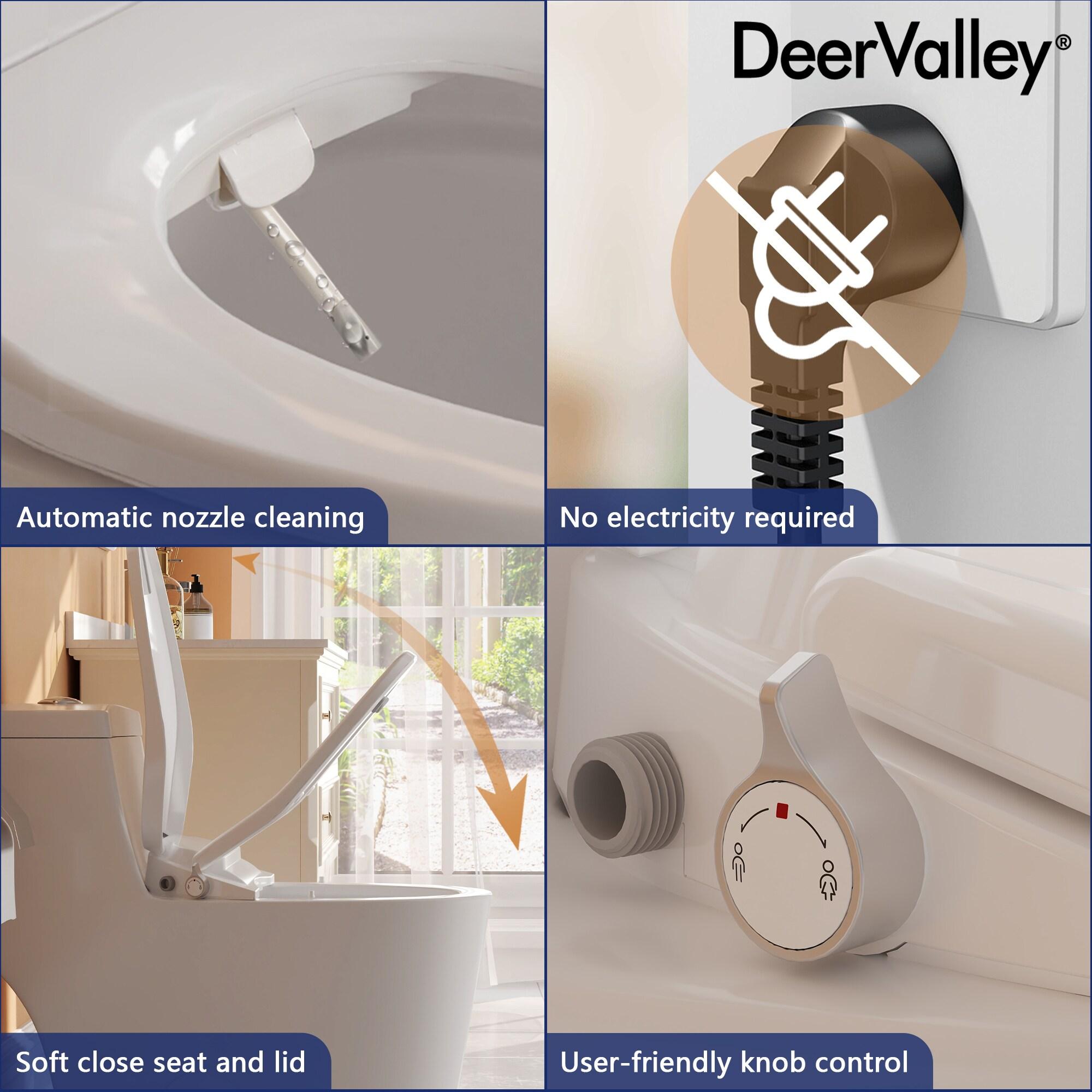 Electric Quiet Close Bidet Seat for Elongated Toilets in White