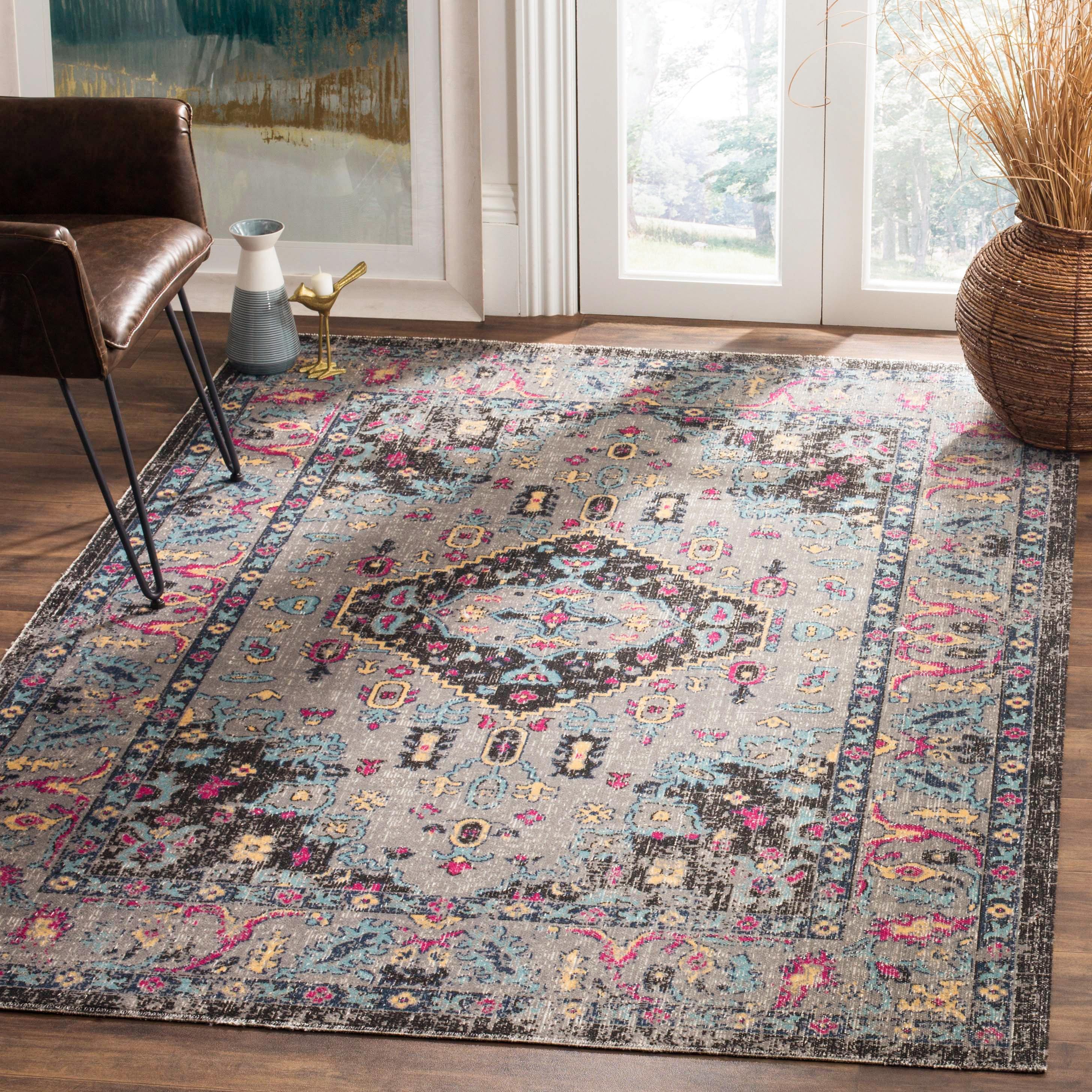 SAFAVIEH Artisan Blaze Oriental Area Rug, Light Grey/Black, 5'1" x 7'6"