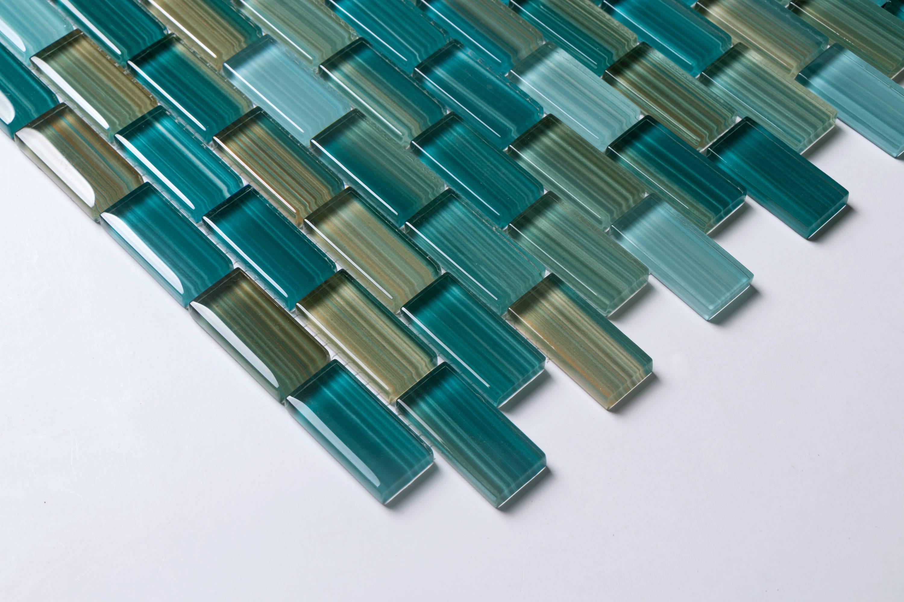 Swimming Pool Series 1" x 2" Straight Edge Glass Mosaic Tile