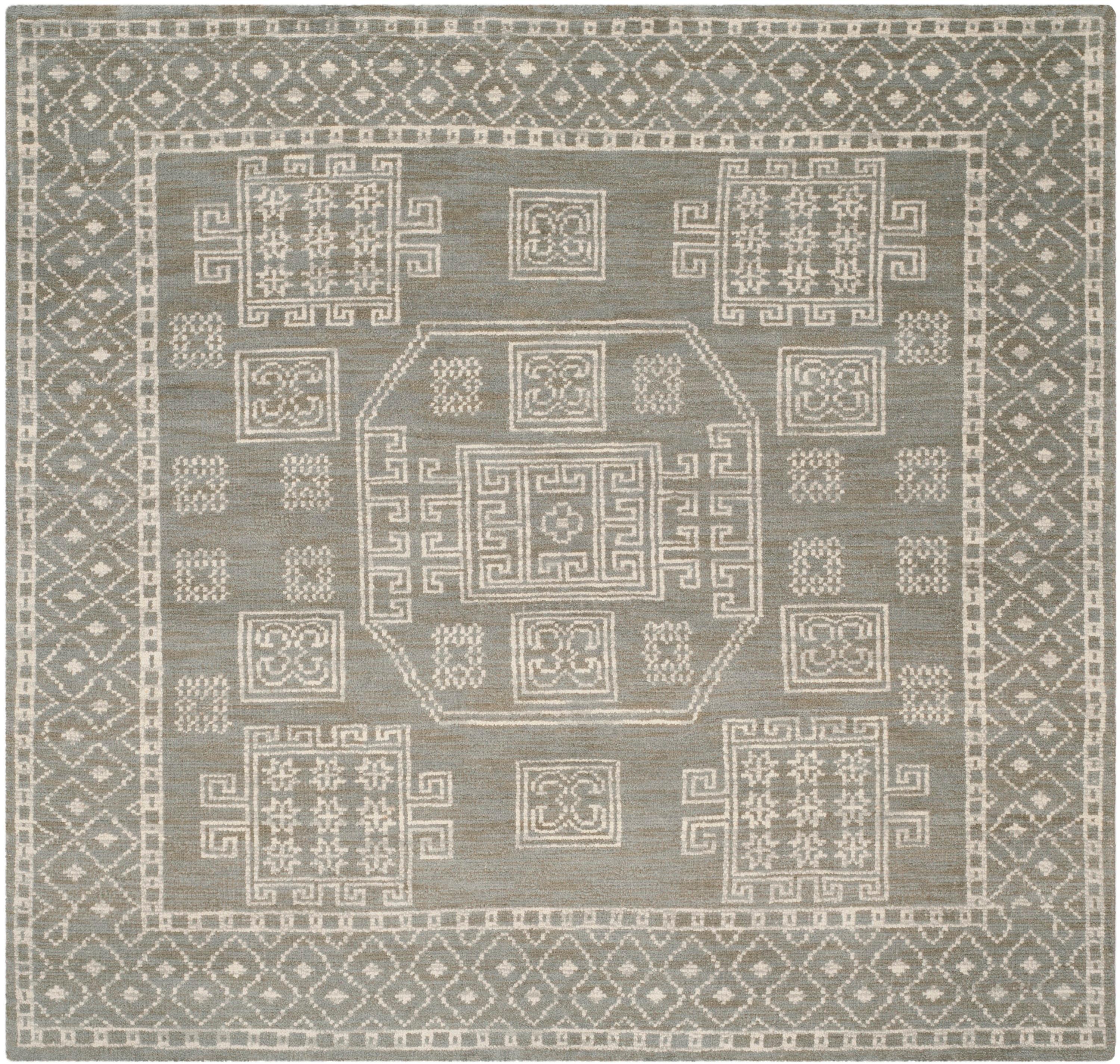 Kenya KNY635 Hand Knotted Area Rug - Grey - 7'x7' - Safavieh.