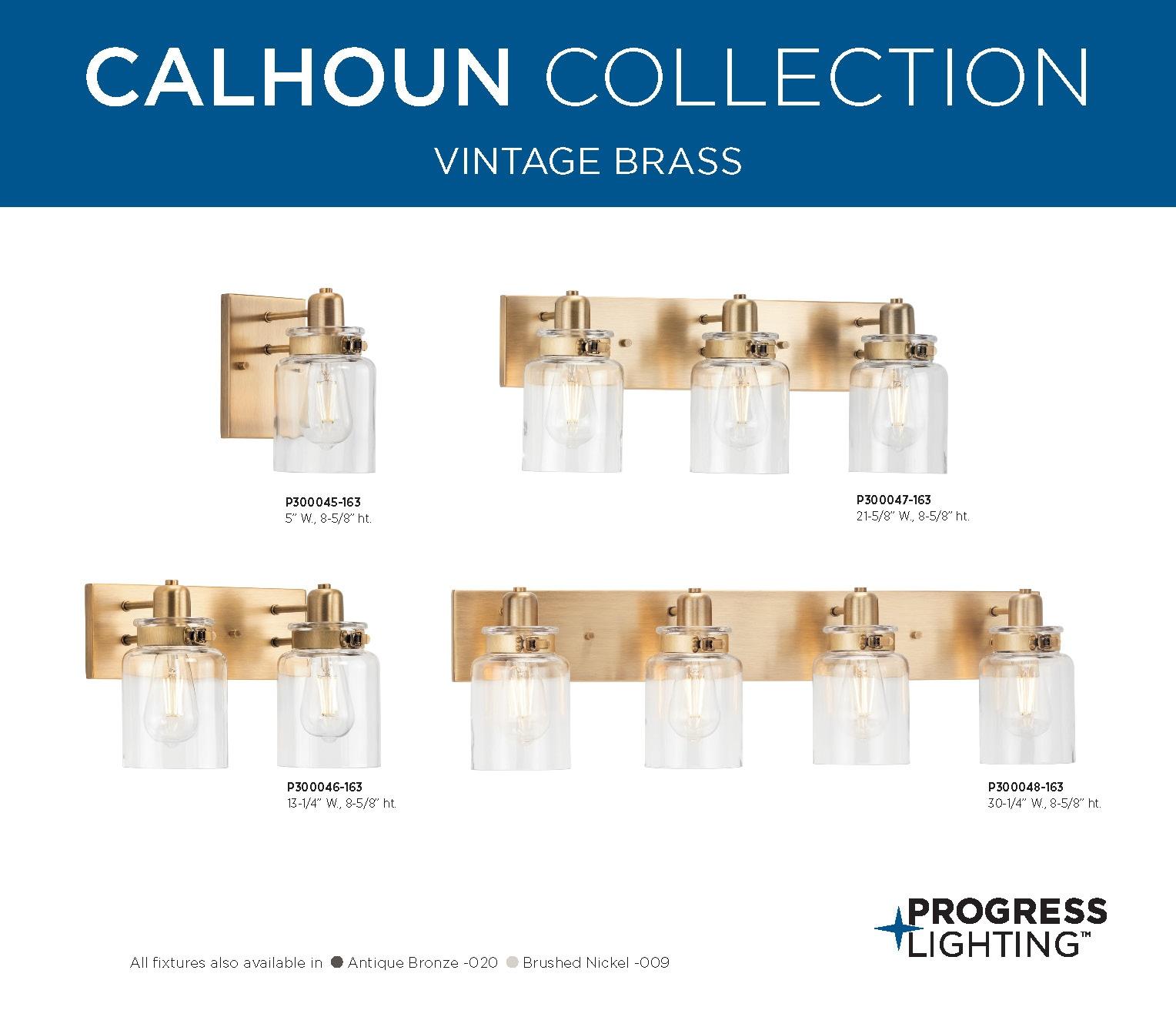 Progress Lighting Calhoun 3-Light Bath Vanity, Steel, Antique Bronze, Clear Glass Shade