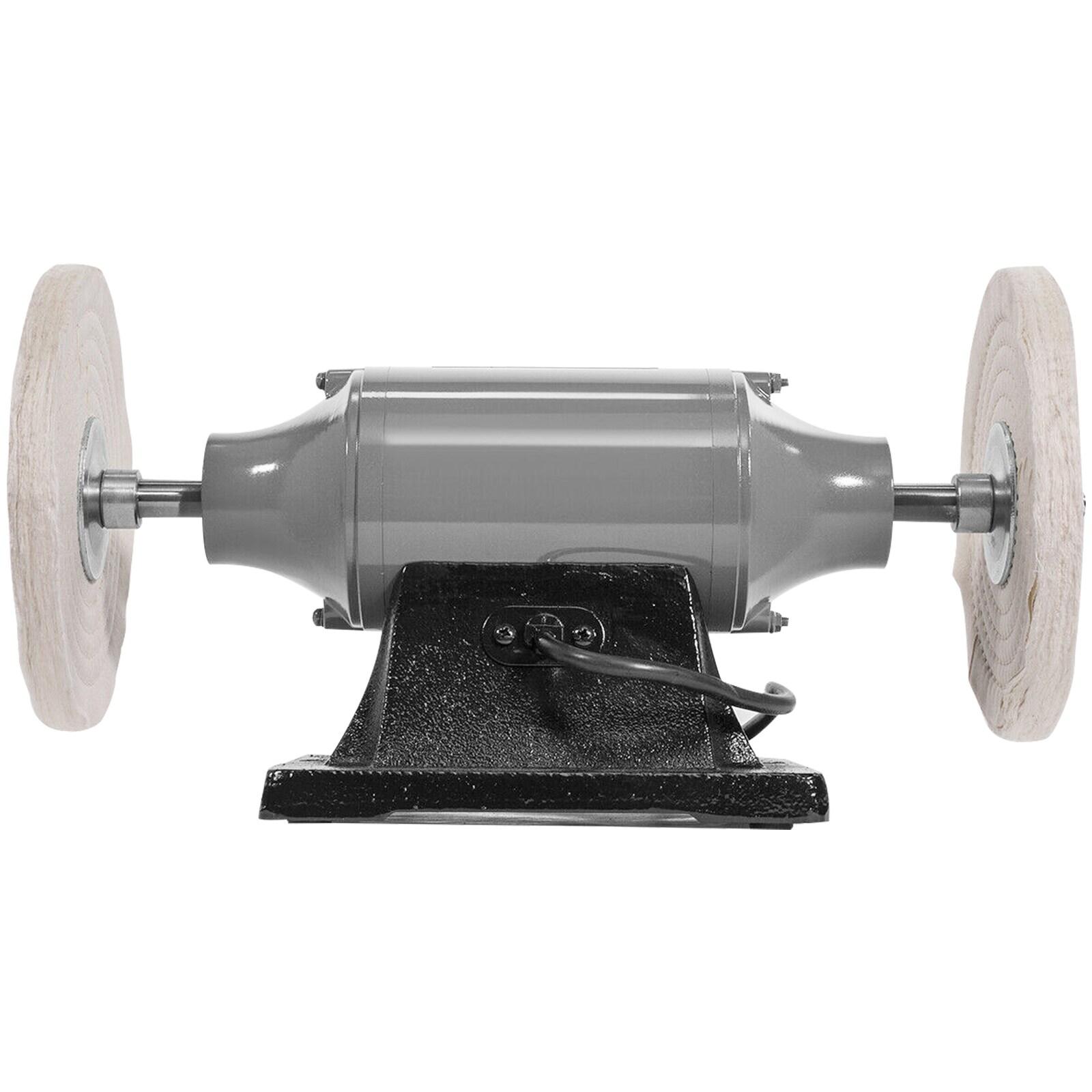 VEVOR Bench Buffer Polisher, 1/2HP Polishing Buffing Machine, 0 to 8000RPM Benchtop Polisher Grinder with 4" Cloth Wheel, 3" Grinding Wheel & 3" Fiber Wheel for Metal, Jewelry, Wood and Plastic