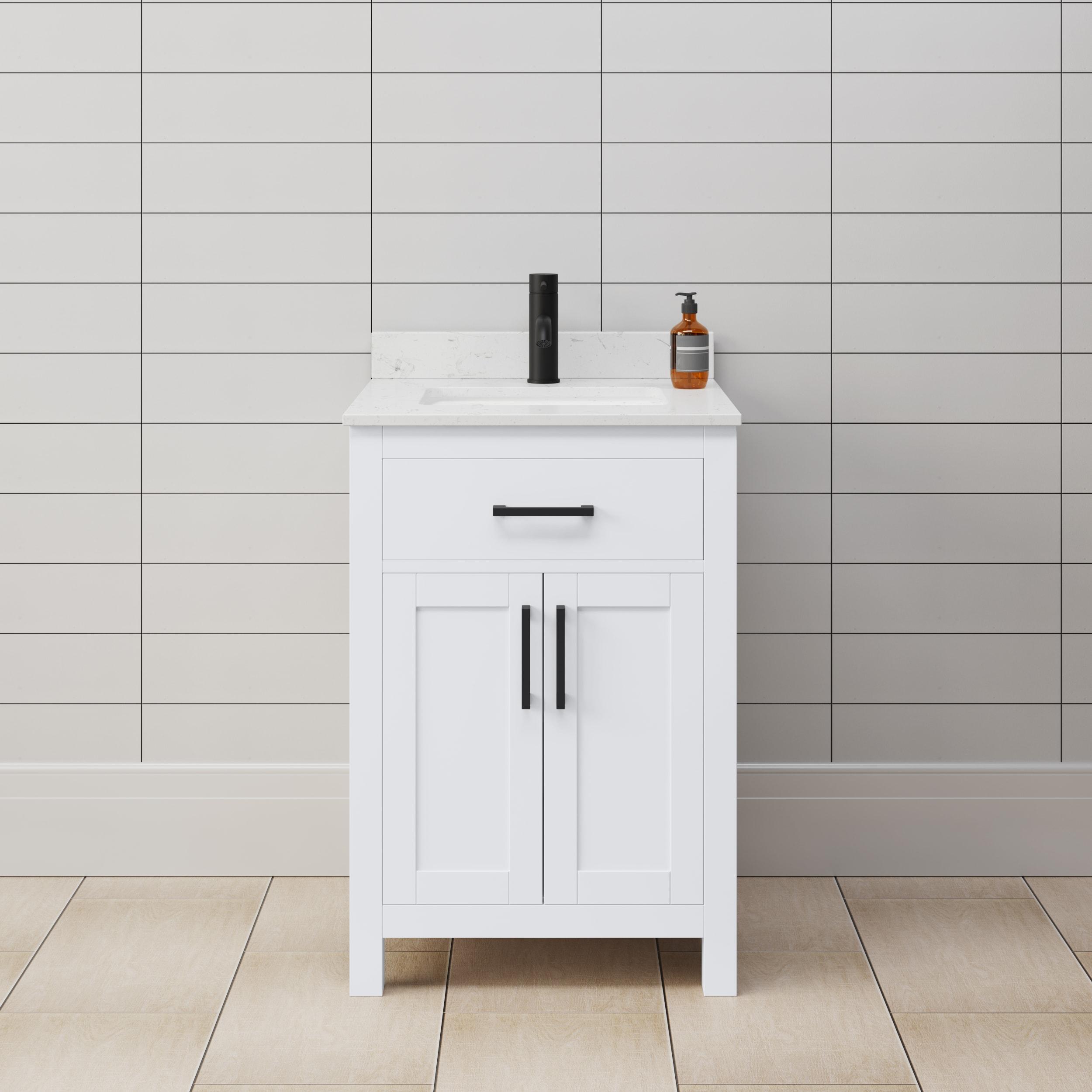 Wyndham Collection Beckett 24" Freestanding Single Bathroom Vanity with Cultured Marble Top