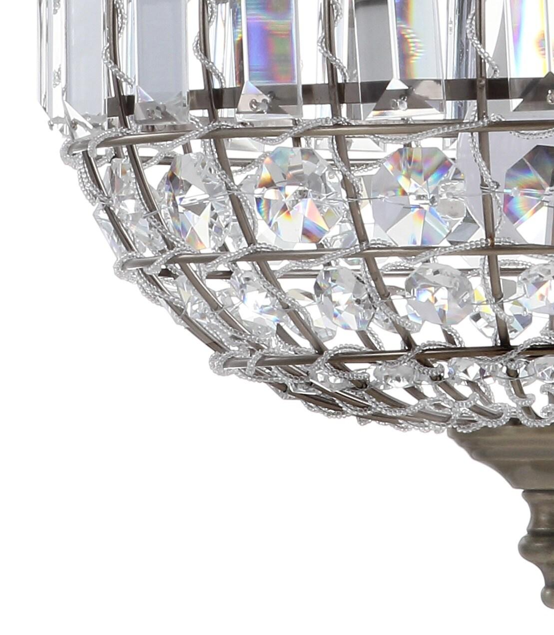JONATHAN Y Georgina 12" Crystal/Metal LED Pendant Pendant, Antique Brass