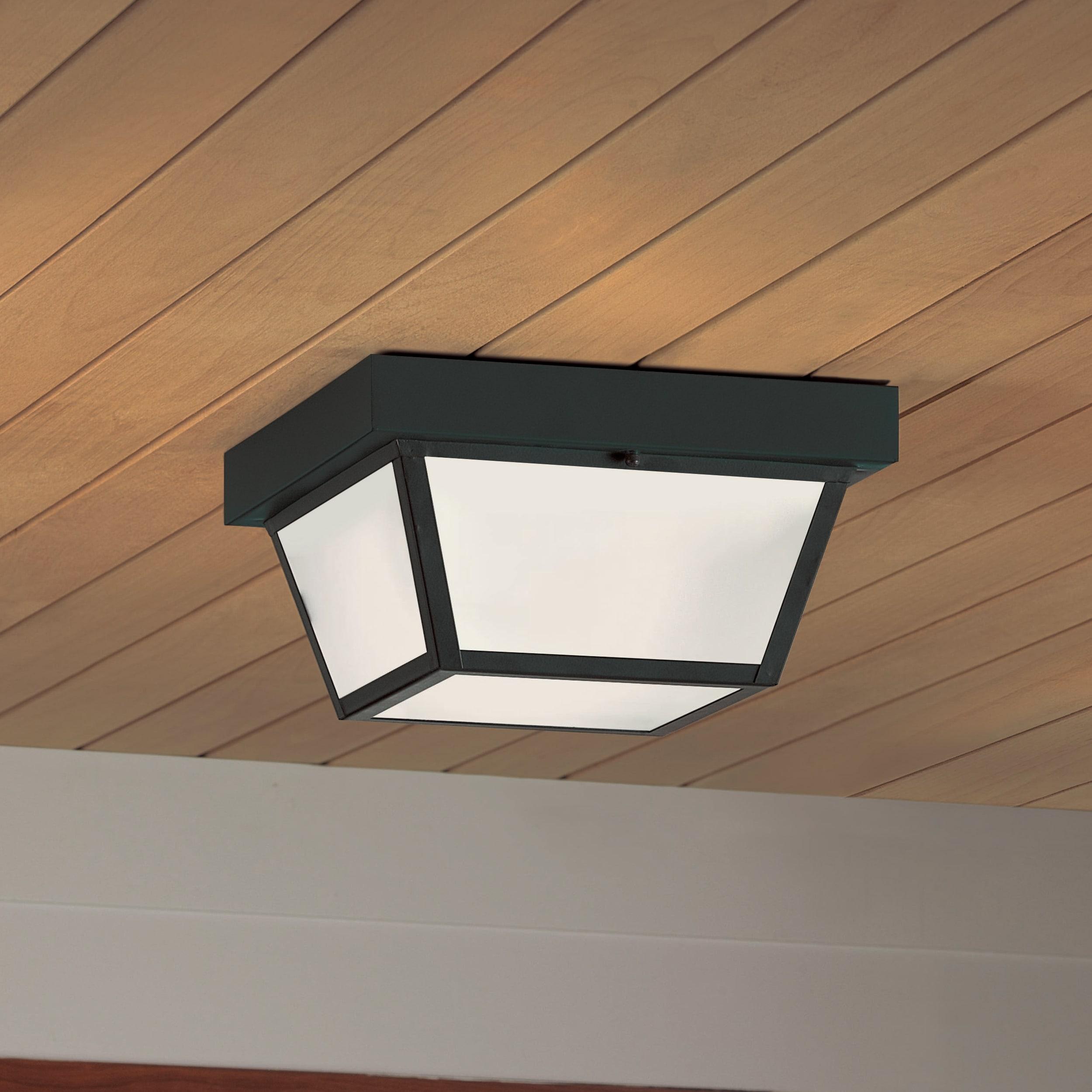 Wayman Matte Black and Frosted Glass Flush Mount Light