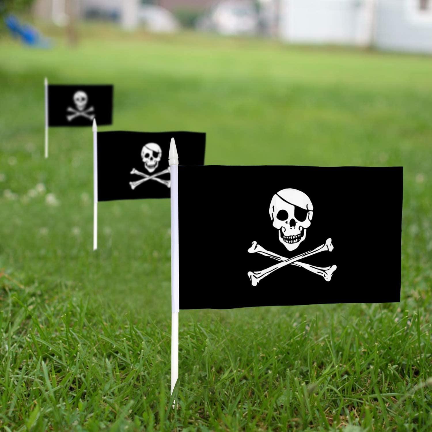 ANLEY Pirate Stick 2-Sided Polyester 5" x 8" House Flag (Set of 12)