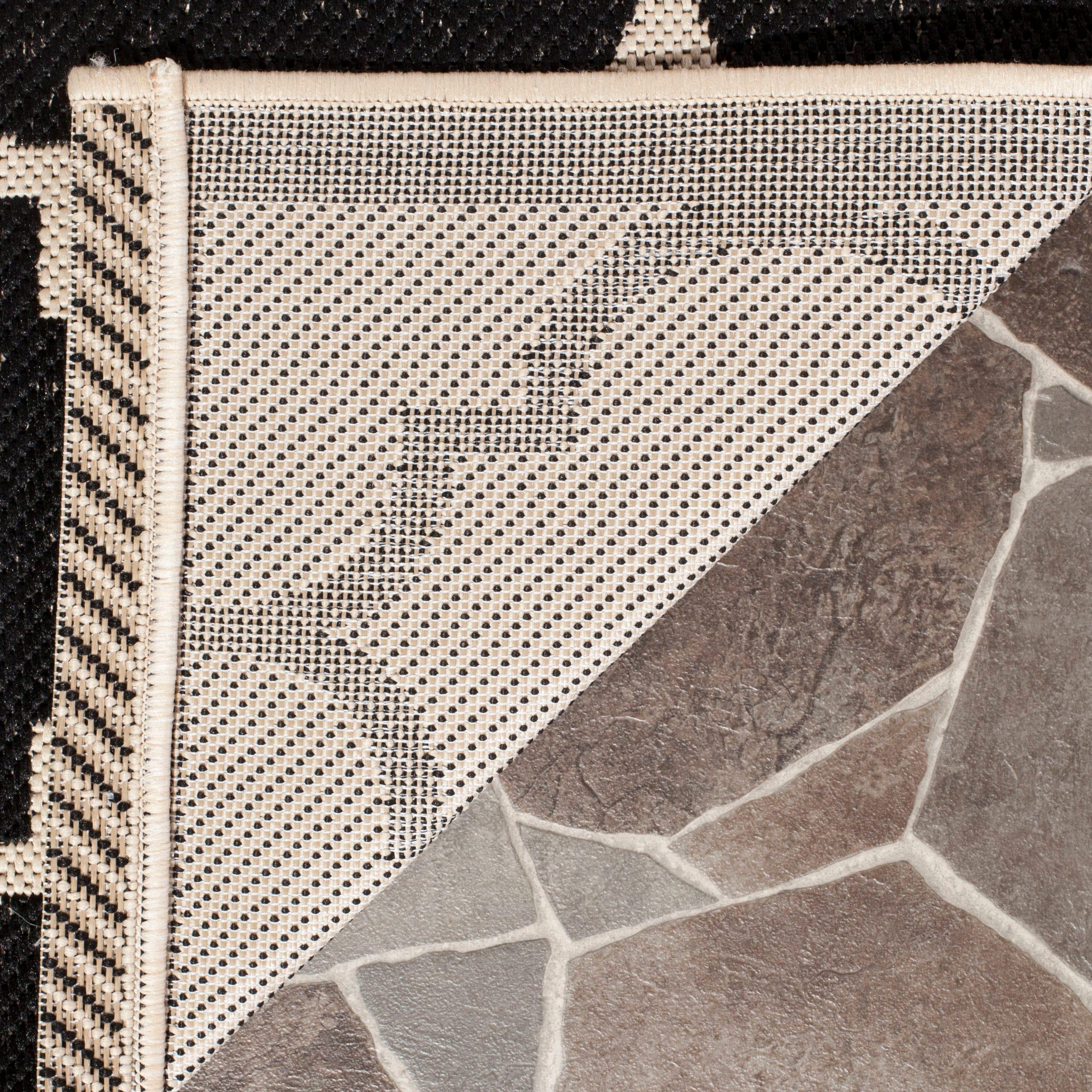 Courtyard CY6914 Power Loomed Indoor/Outdoor Area Rug - Black/Beige - 4'x5'7" - Safavieh.