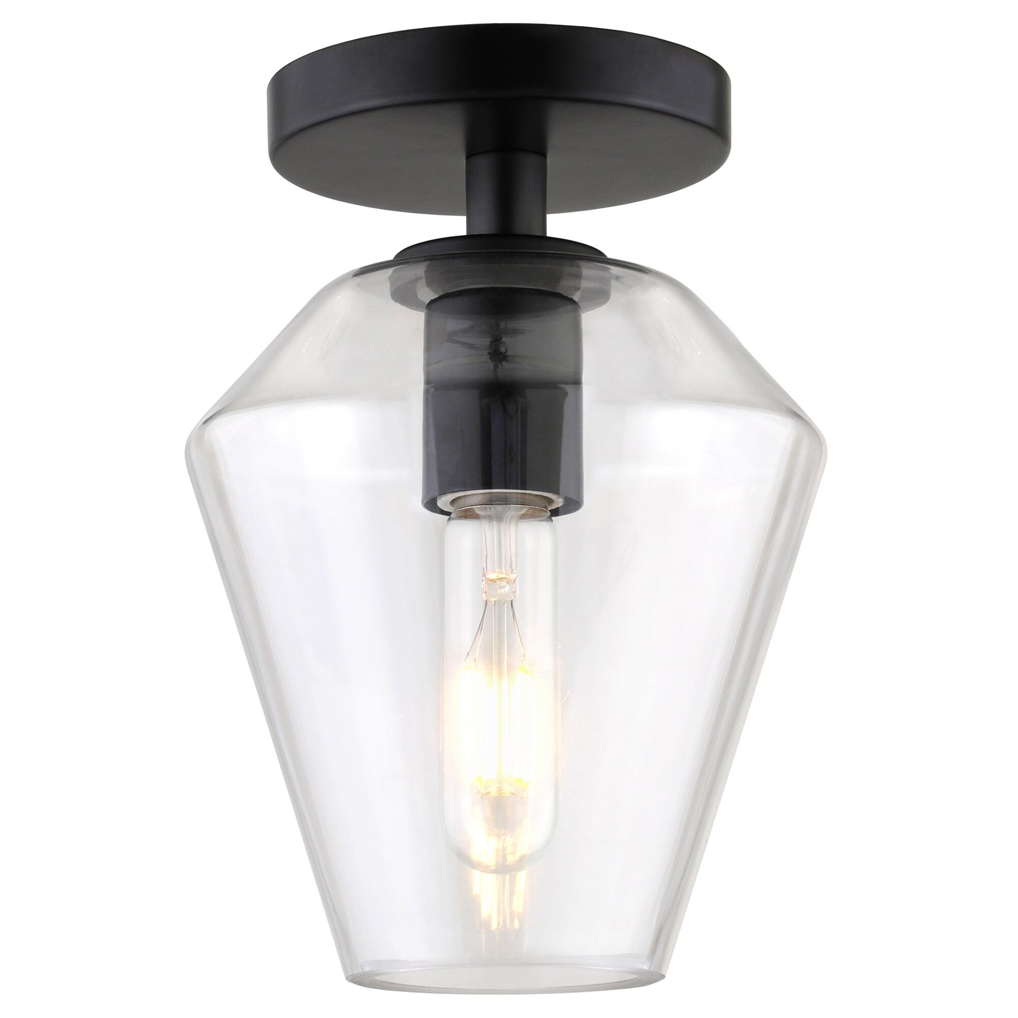 Evelyn&Zoe 7" Black Semi Flush Mount