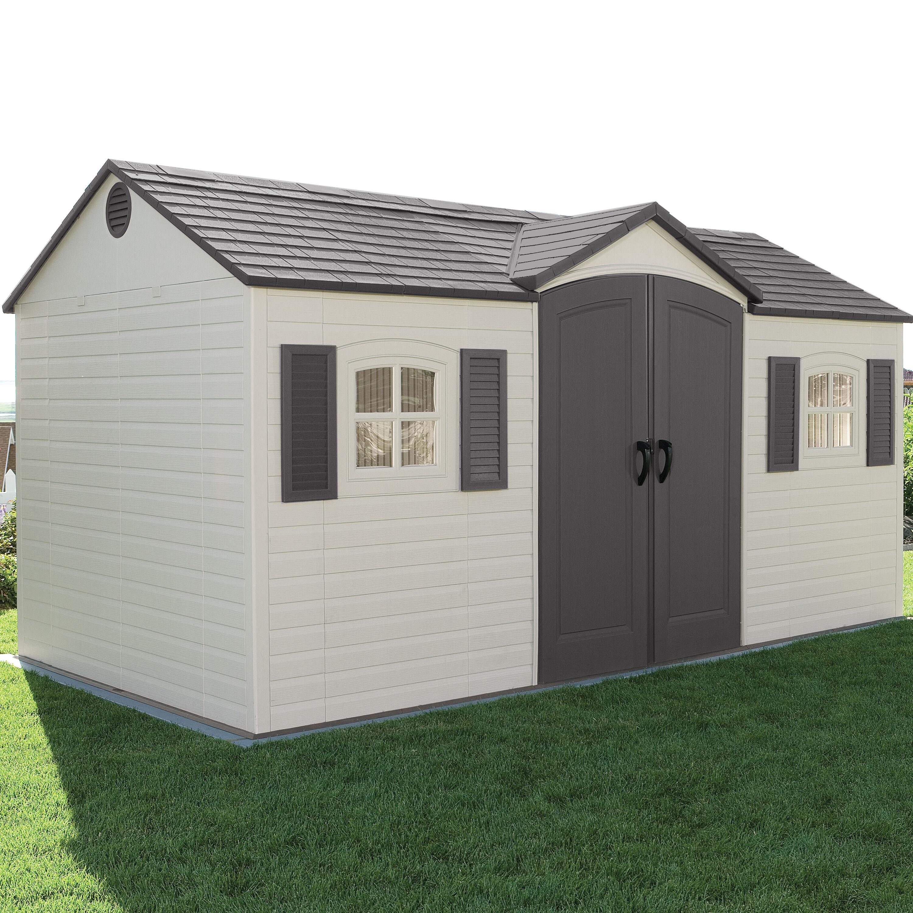 Lifetime 15 Ft. x 8 Ft. High-Density Polyethylene (Plastic) Outdoor Storage Shed with Steel-Reinforced Construction