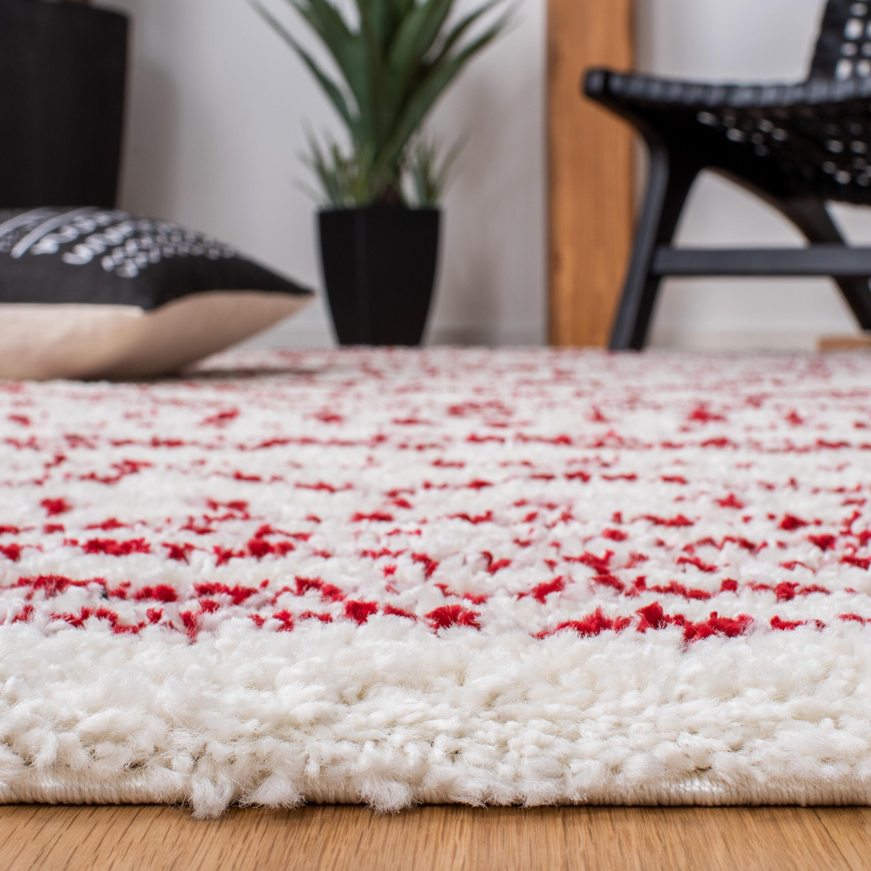 Arizona Shag ASG741 Power Loomed Indoor Area Rug - Ivory/Red - 5'1"x7'6" - Safavieh