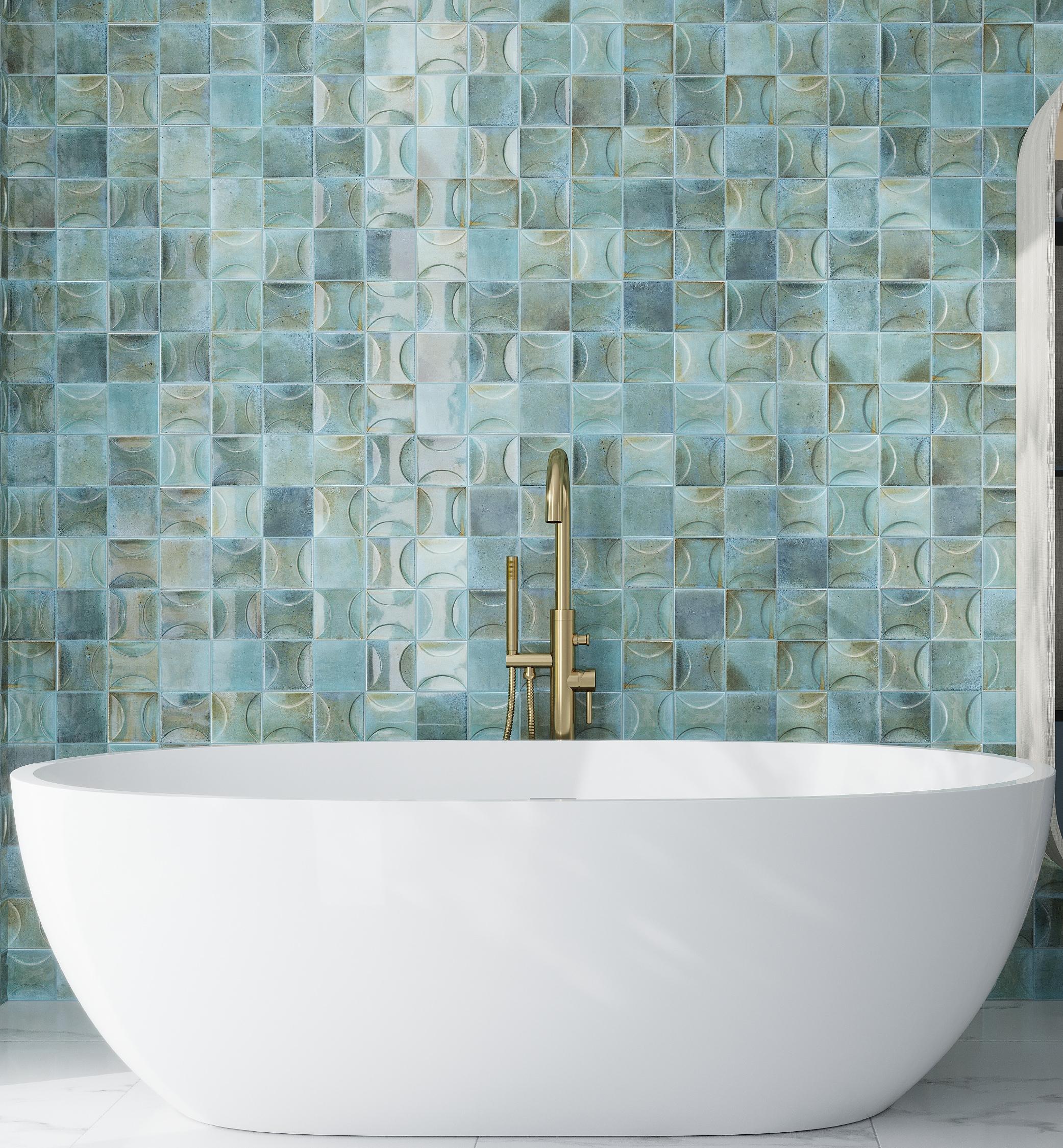 Antiek 3.94 in. x 3.94 in. Glossy Ceramic Square Deco Wall Tile (6.68 sq. ft./case) (60-pack)