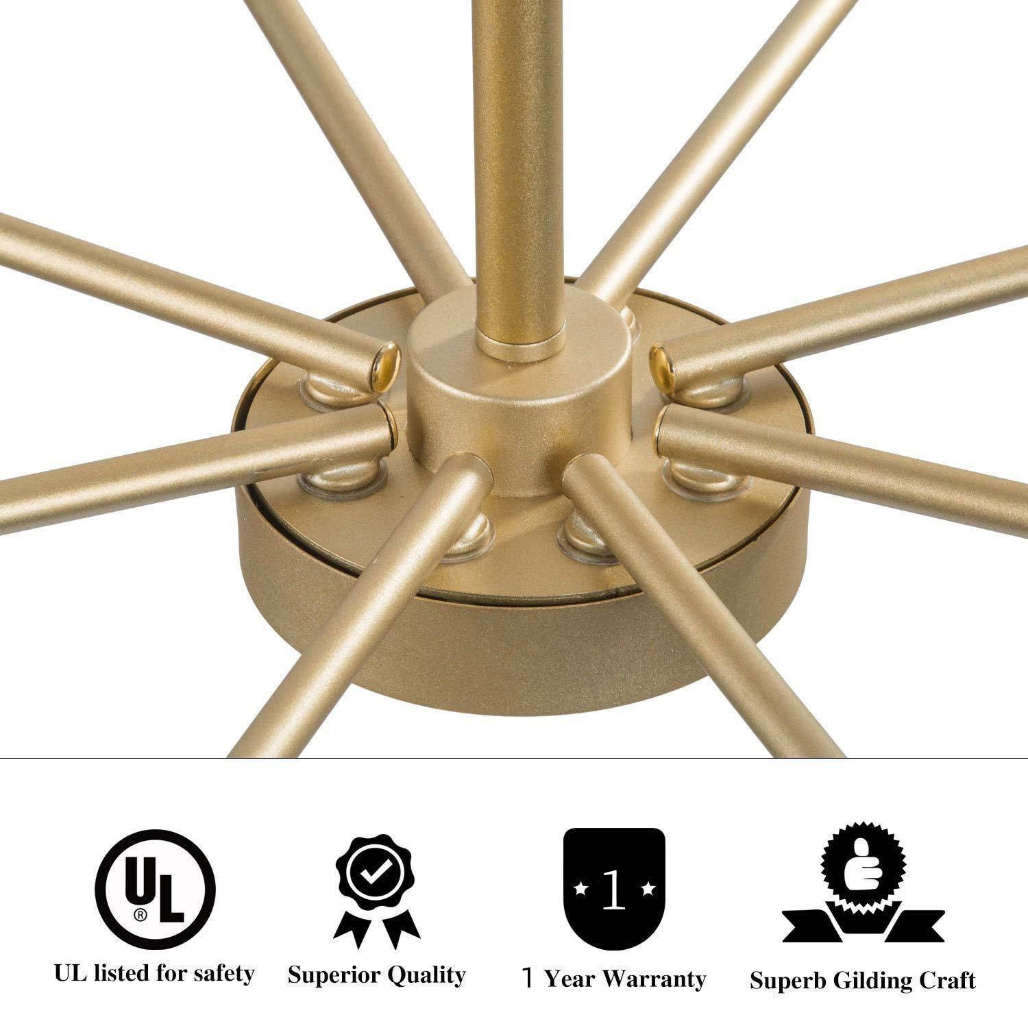 LNC 8-Light Matte Gold Modern/Contemporary Candle LED Dry rated Chandelier for Living Room
