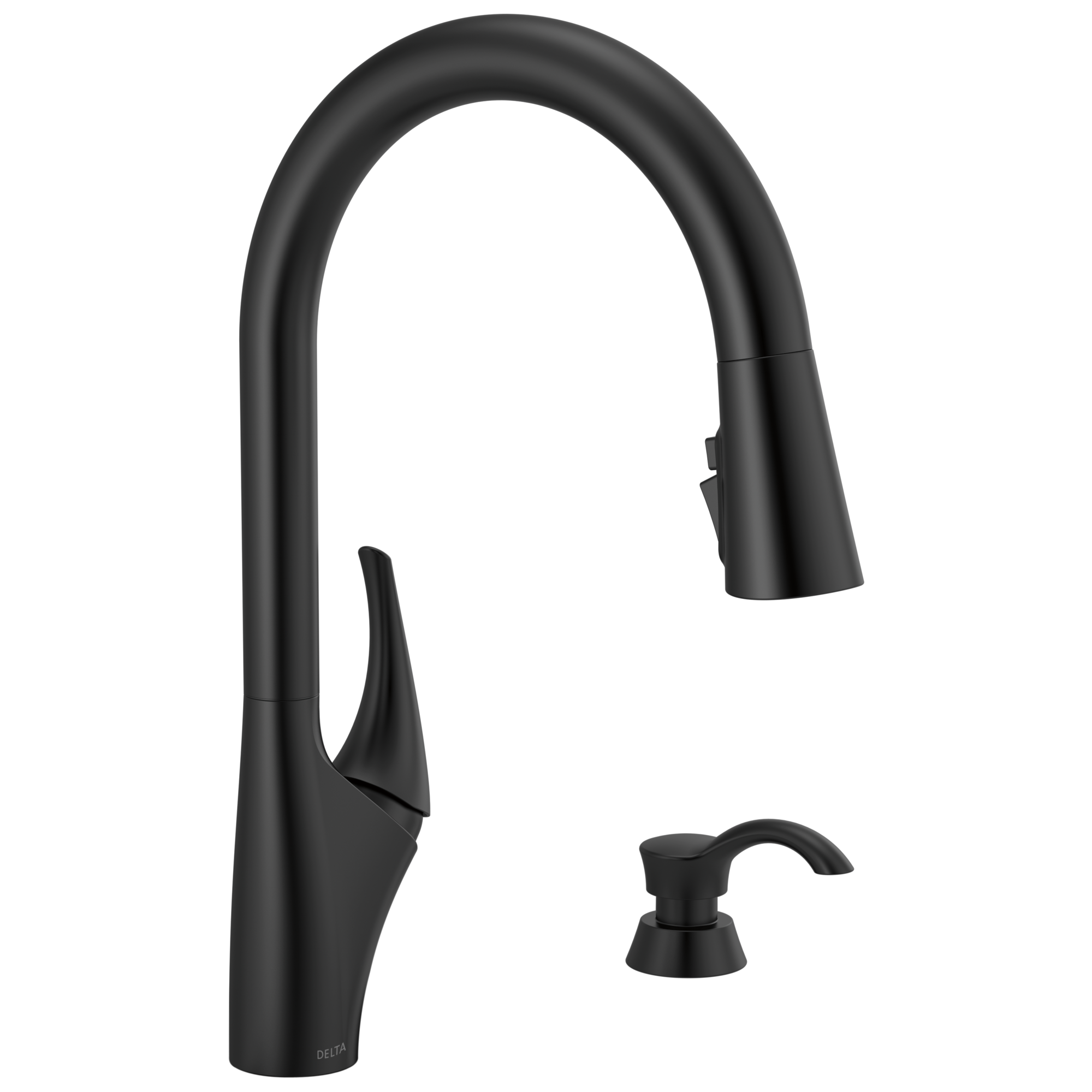 Anderson Matte Black Pull-Down Kitchen Faucet with Soap Dispenser