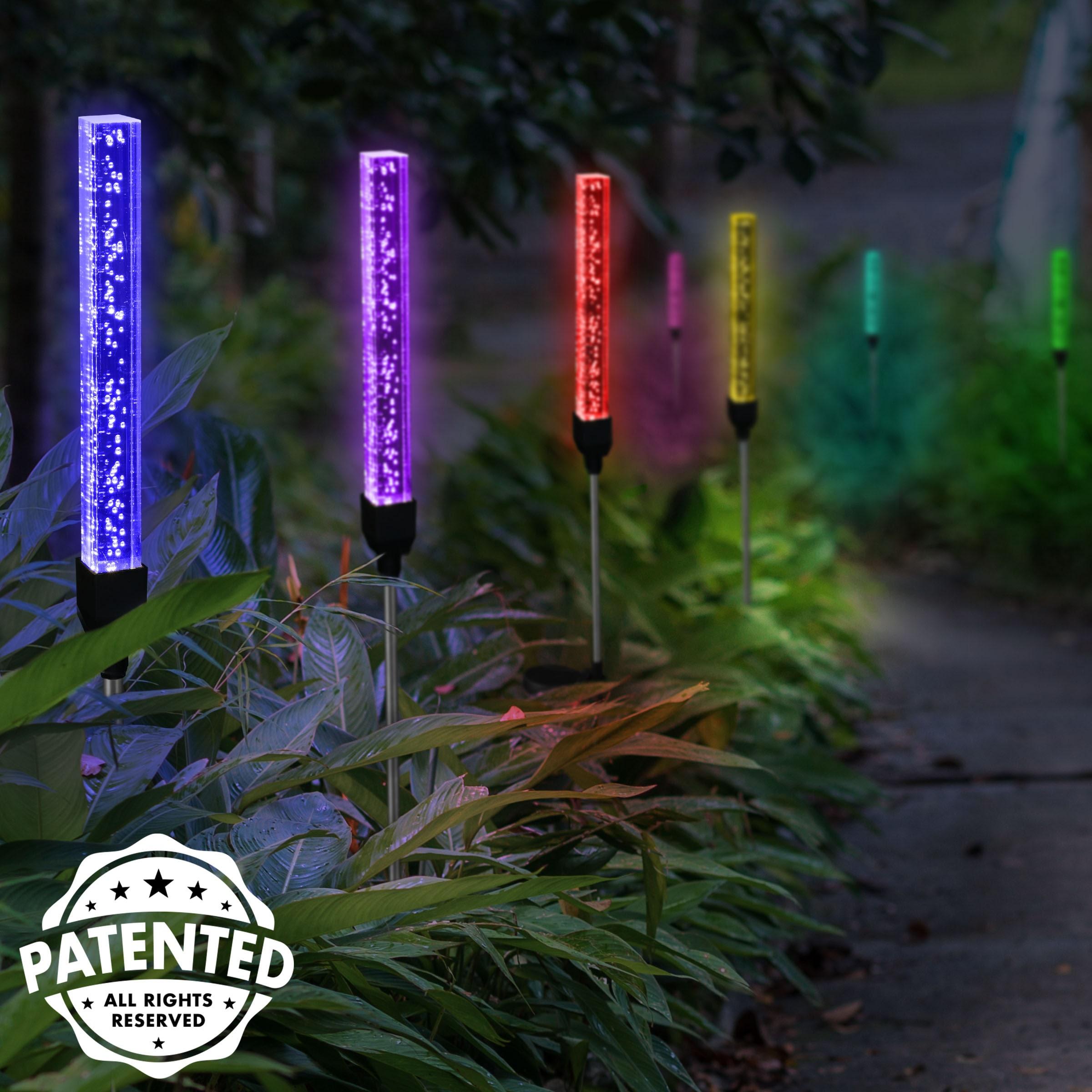 Exhart Solar Suspended Bubble Acrylic Square Garden Stakes with Color Changing LEDs, 2 by 29.5 Inches (Set of 2)