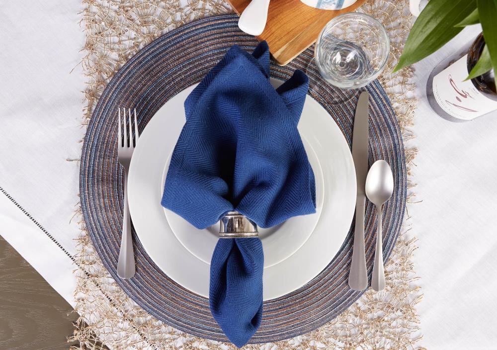 DII Variegated Placemat Set 6 Piece, Blue, 15" Dia