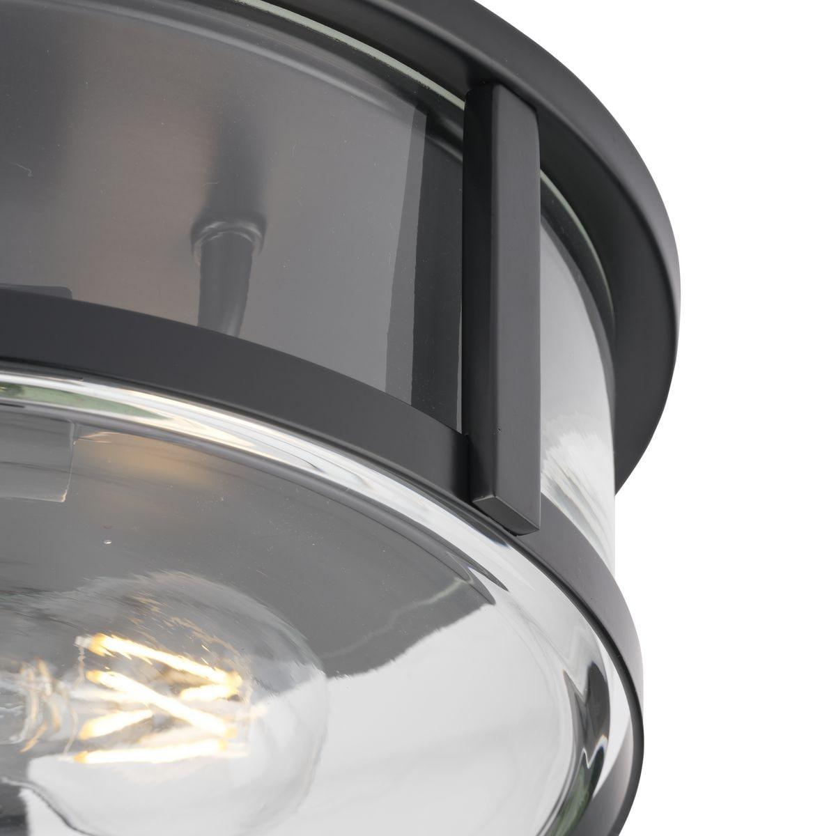Progress Lighting Gilliam 2-Light Flush Mount, Matte Black, Curved Glass