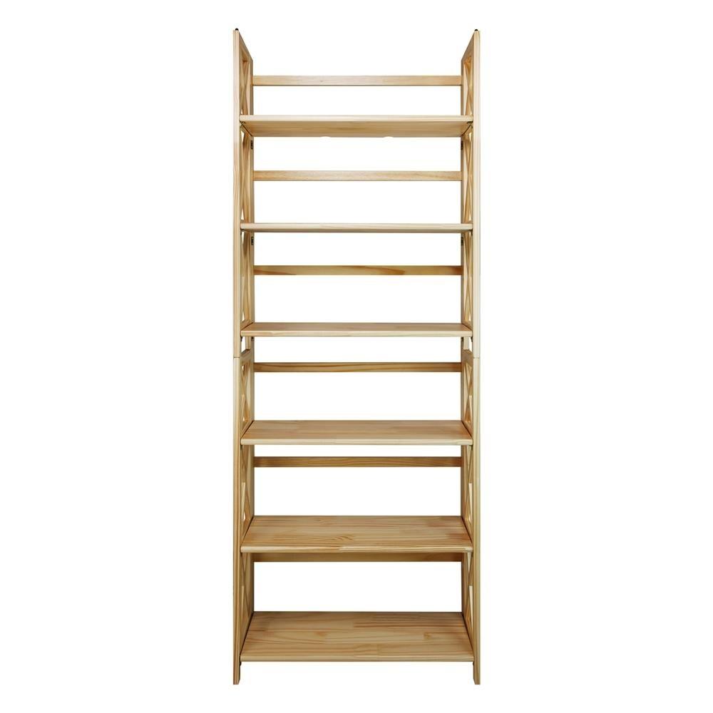 Natural Wood Montego 3-Shelf Stackable Bookcase with Doors