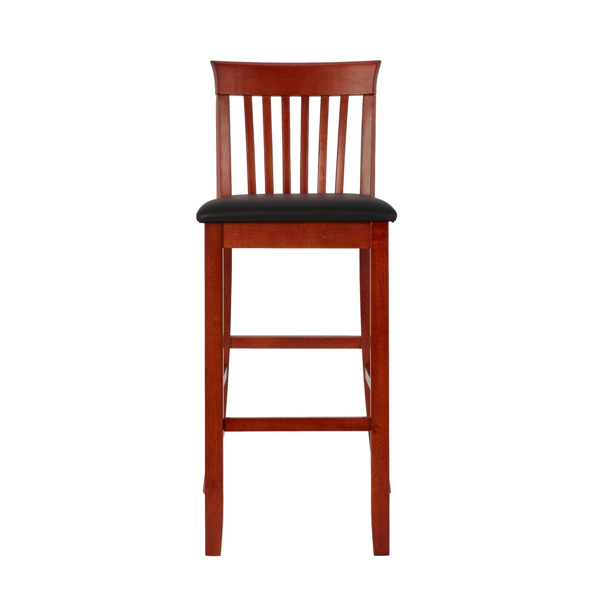30" Torino Craftsman Padded Seat Barstool Hardwood/Dark Cherry - Linon: Rubberwood, 31" High